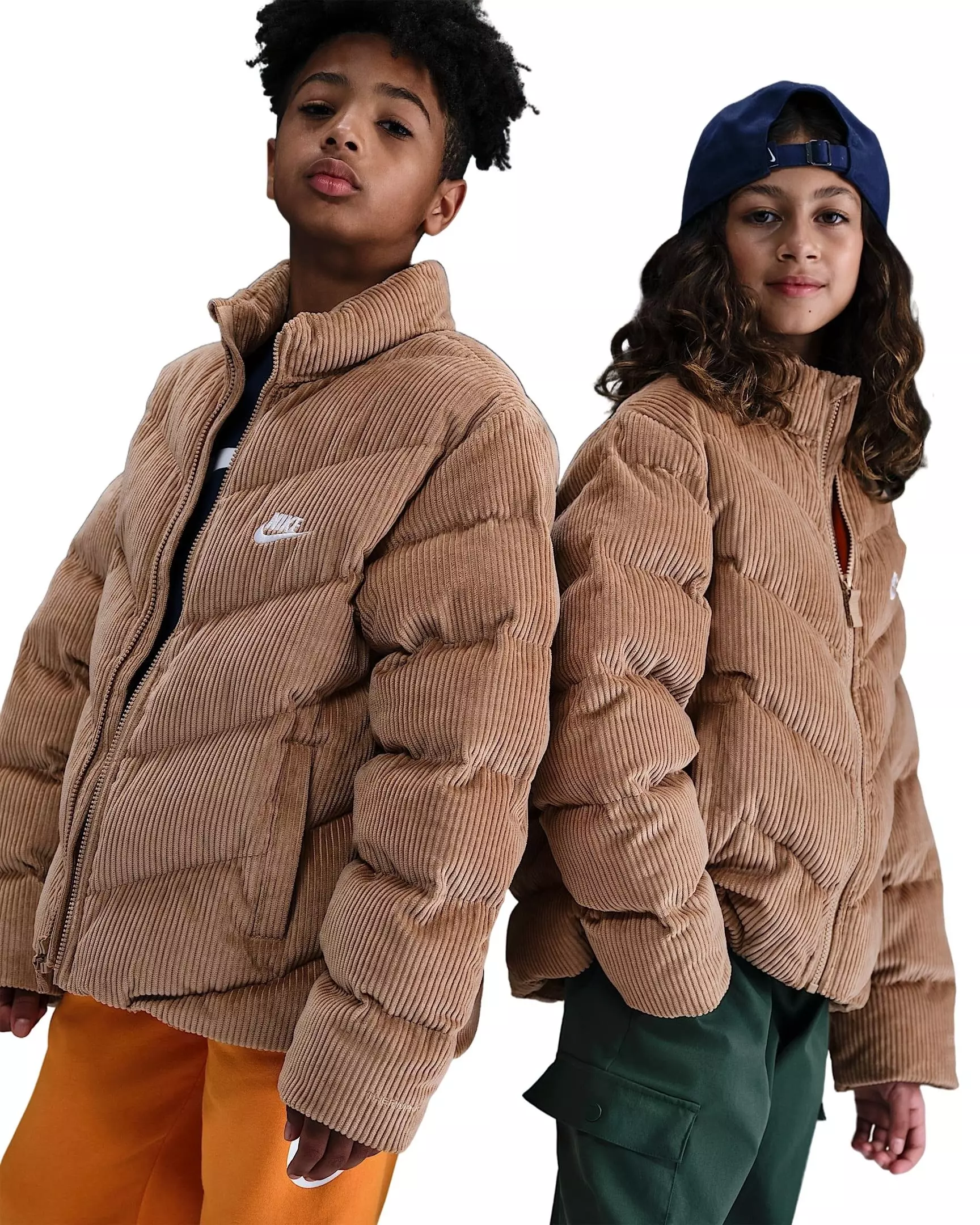 Nike Big Kids' Sportswear All Day Play Therma-FIT Loose-FIT Corduroy Puffer Jacket - Brown - BROWN