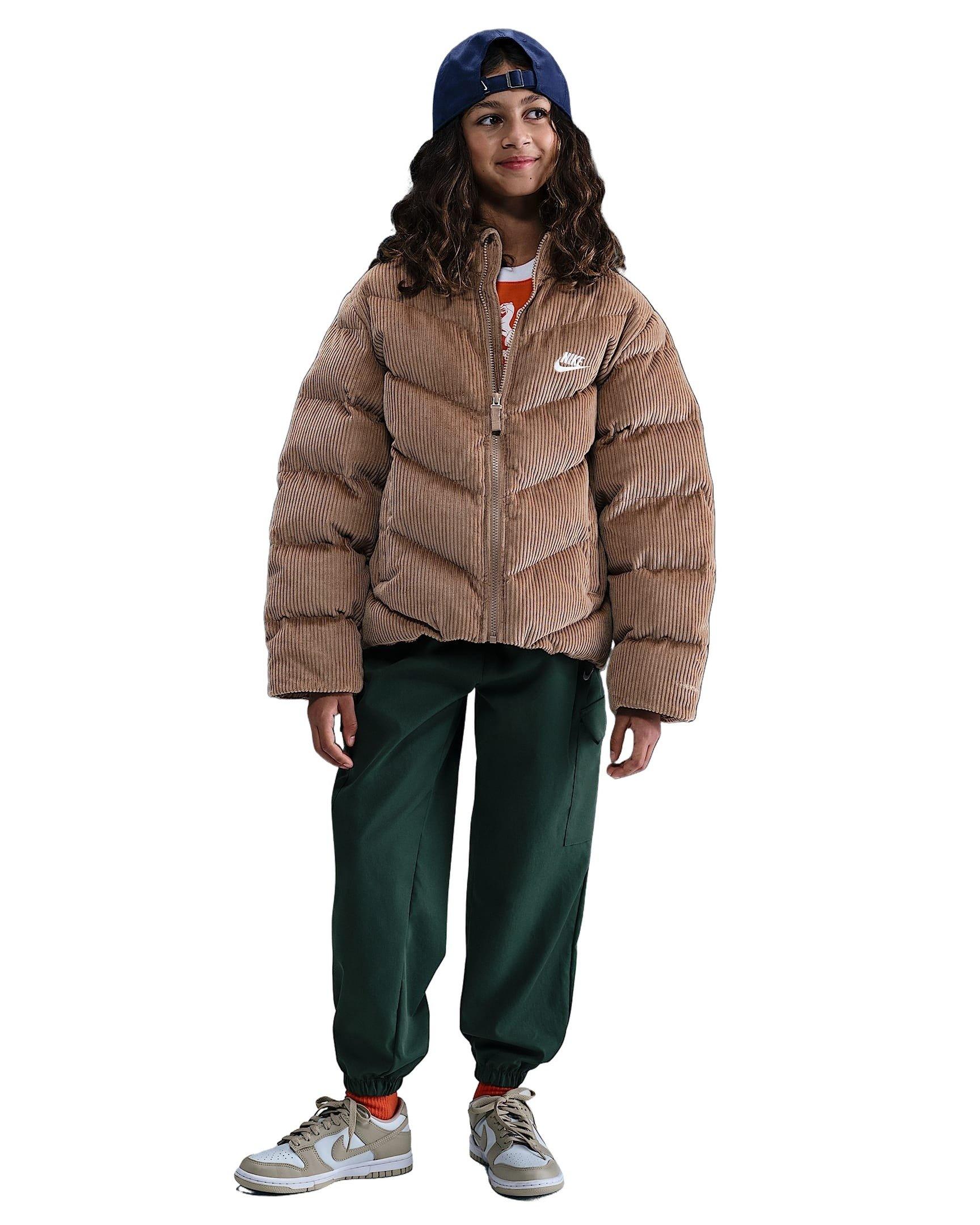Nike Sportswear All Day Play Therma-FIT Loose-FIT Corduroy Big Kids' Brown Puffer Jacket