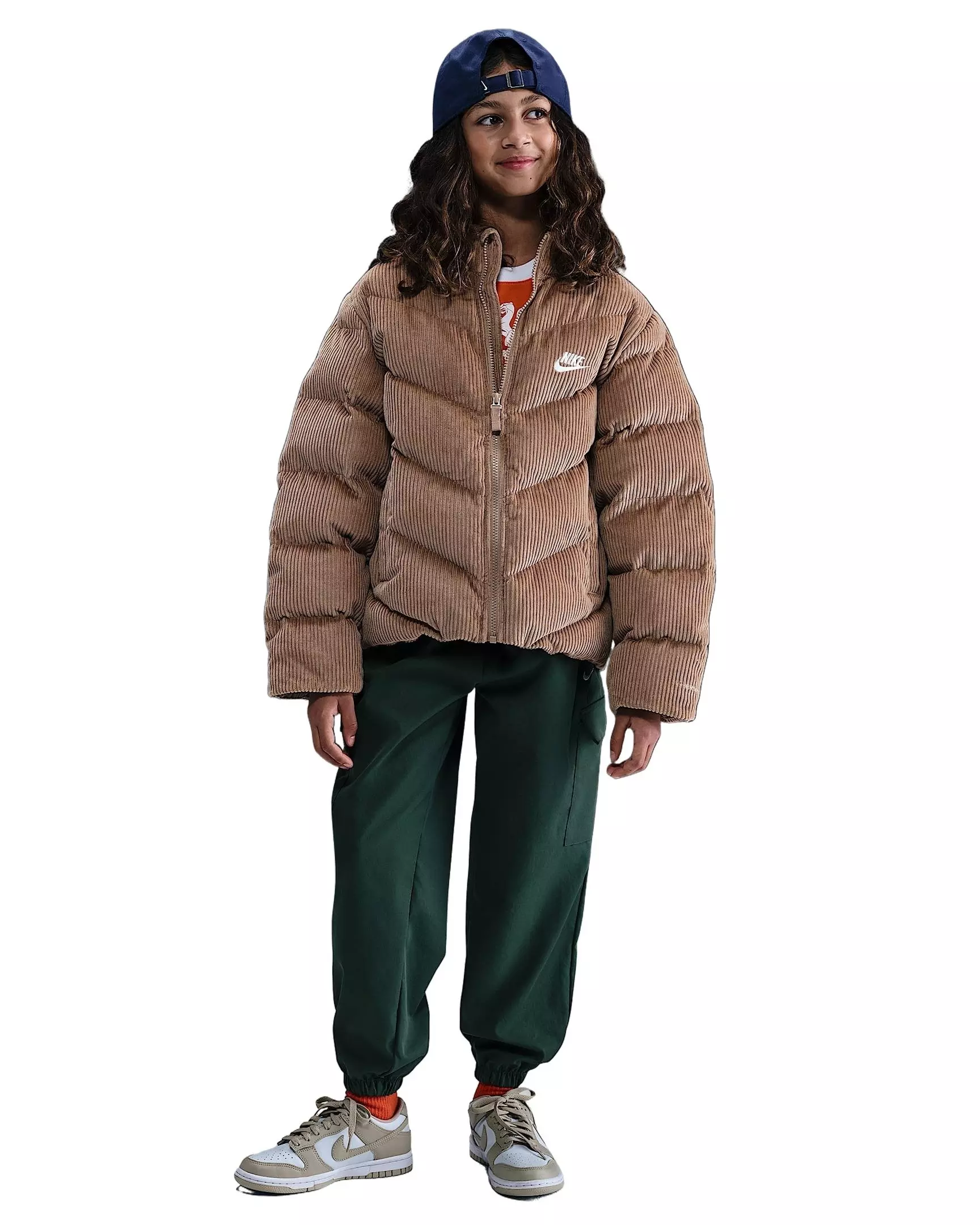 Nike Big Kids' Sportswear All Day Play Therma-FIT Loose-FIT Corduroy Puffer Jacket - Brown - BROWN