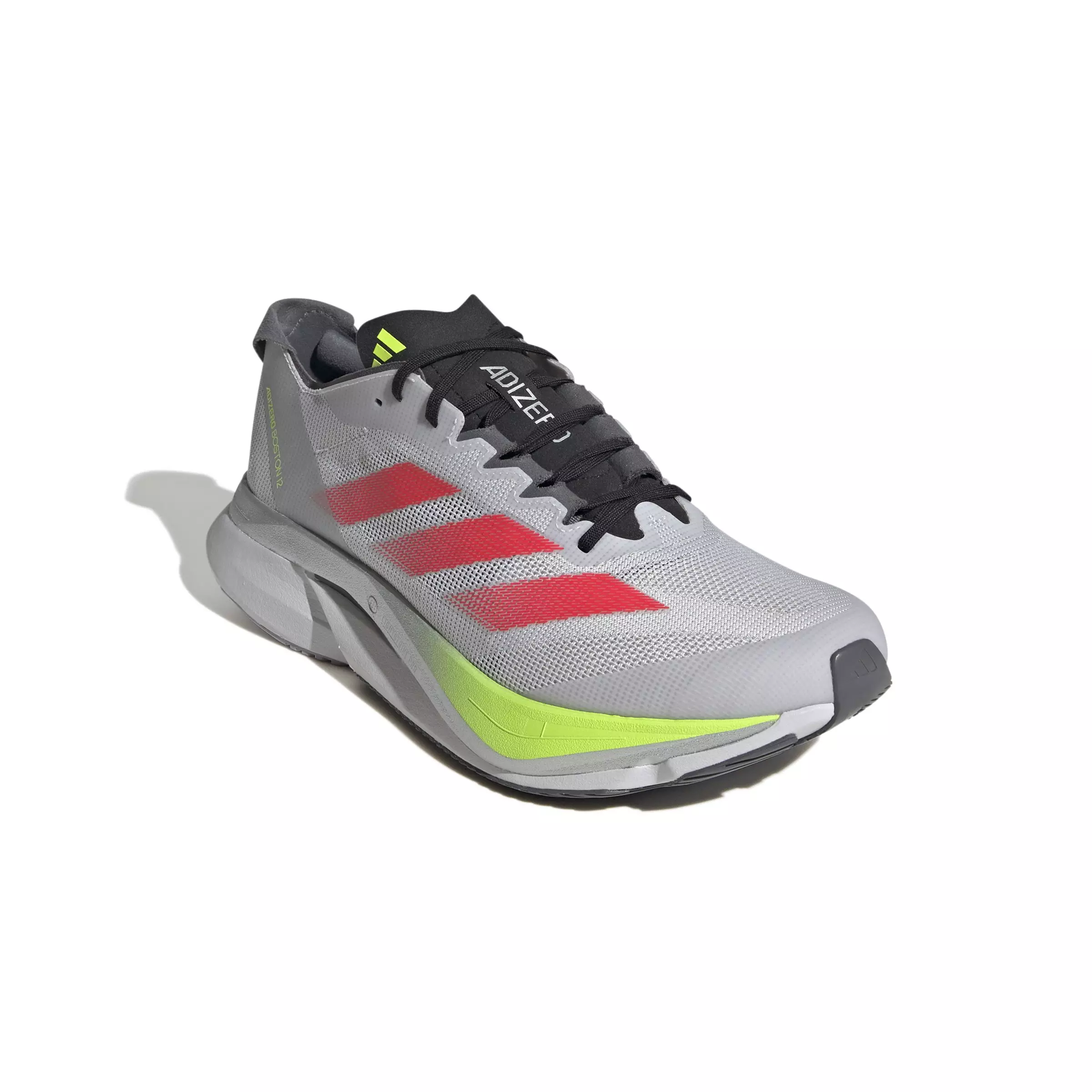 adidas Adizero Boston 12 "Dash Grey/Lucid Red/Lucid Lemon" Men's Running Shoe - GREY/RED/LEMON