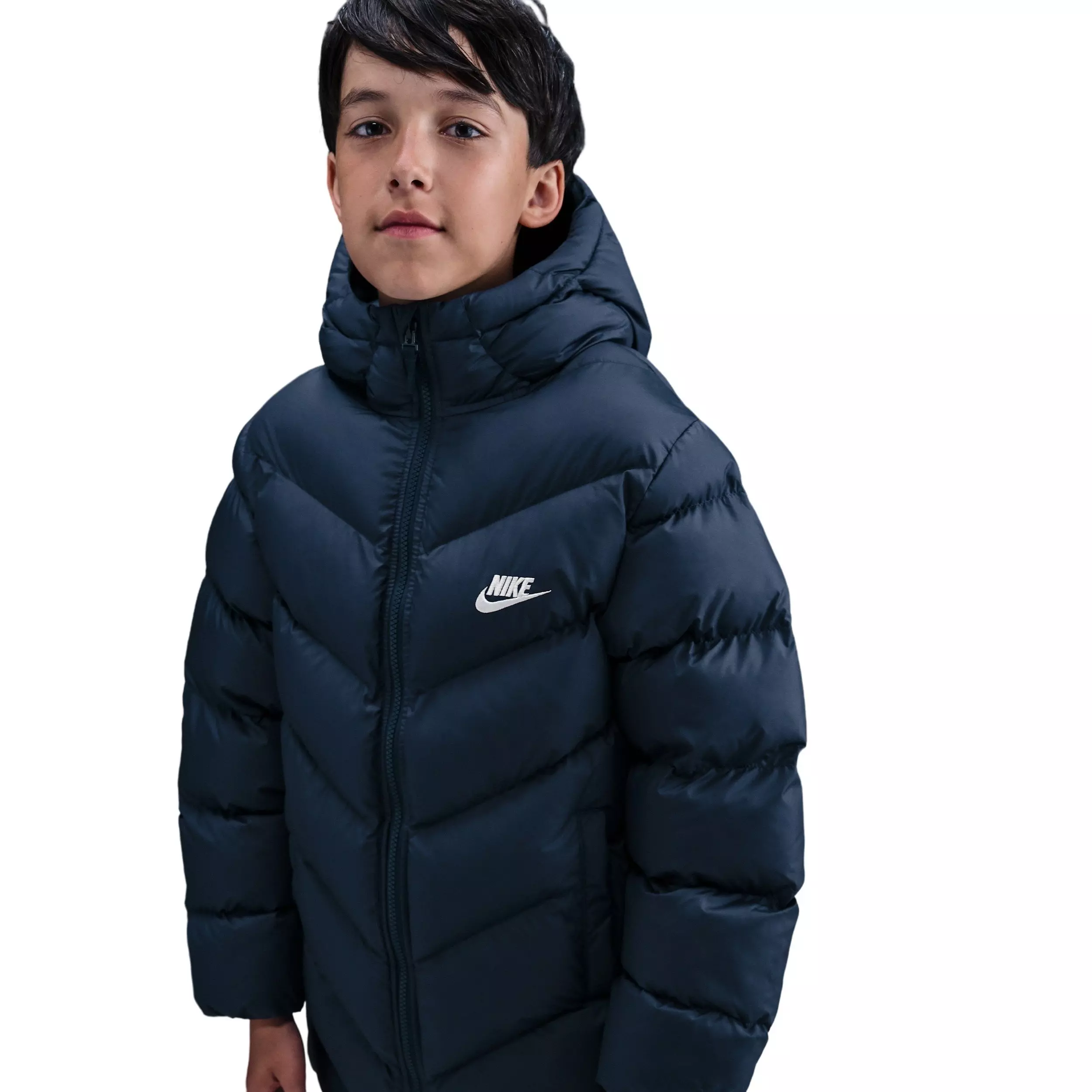 Nike Big Kids' Sportswear All Day Play Therma-FIT Loose-FIT Mid-Length Puffer Jacket - Blue - BLUE