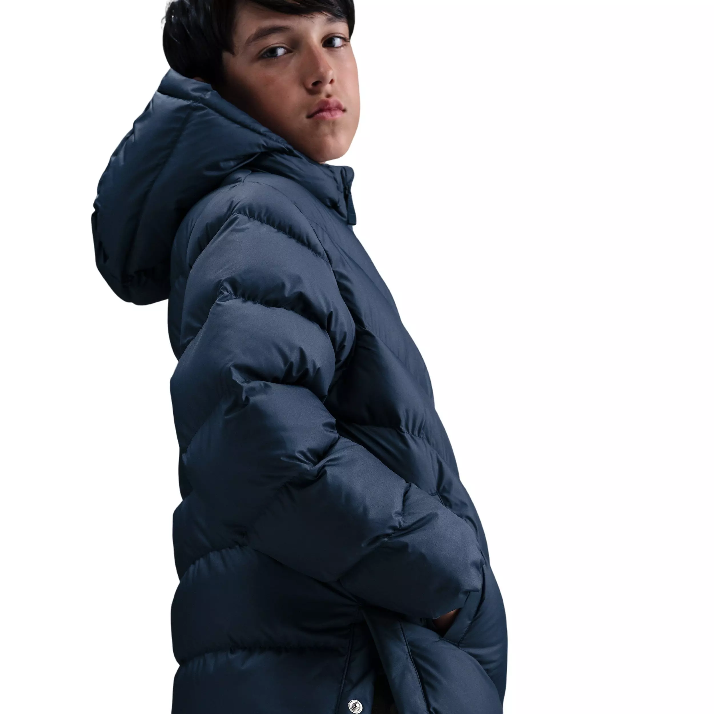 Nike Big Kids' Sportswear All Day Play Therma-FIT Loose-FIT Mid-Length Puffer Jacket - Blue - BLUE