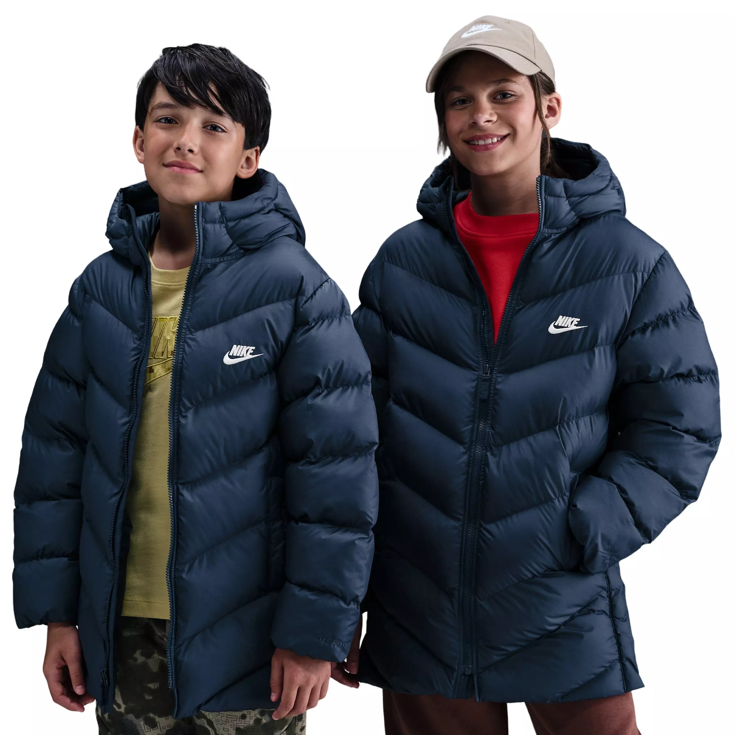 Nike Big Kids' Sportswear All Day Play Therma-FIT Loose-FIT Mid-Length Puffer Jacket - Blue - BLUE