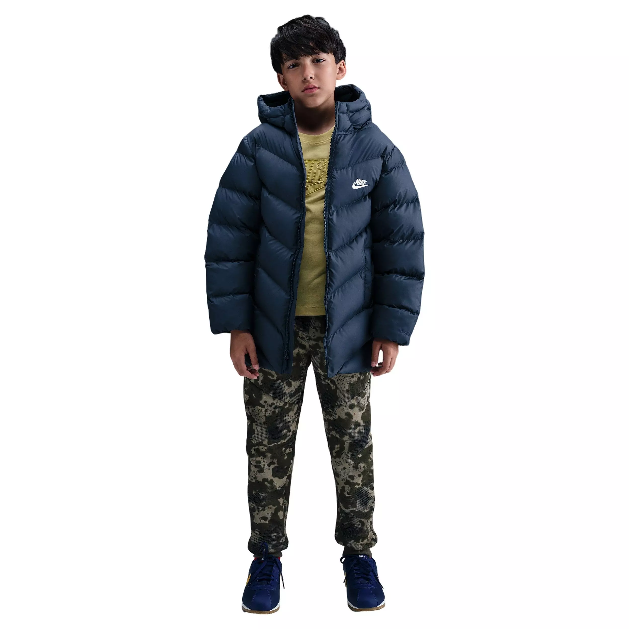 Nike Big Kids' Sportswear All Day Play Therma-FIT Loose-FIT Mid-Length Puffer Jacket - Blue - BLUE
