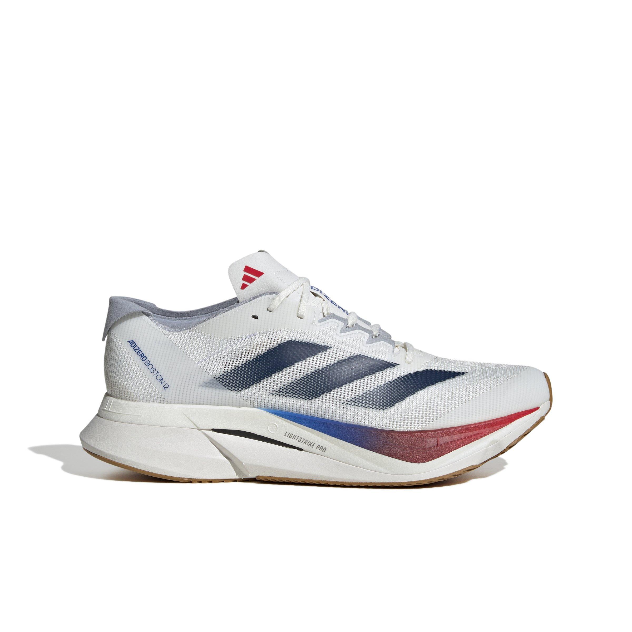adidas Adizero Boston 12 "Core White/Dark Blue/Pure Ruby" Men's Running Shoe - WHITE/DK BLUE/RUBY Thumbnail View 1