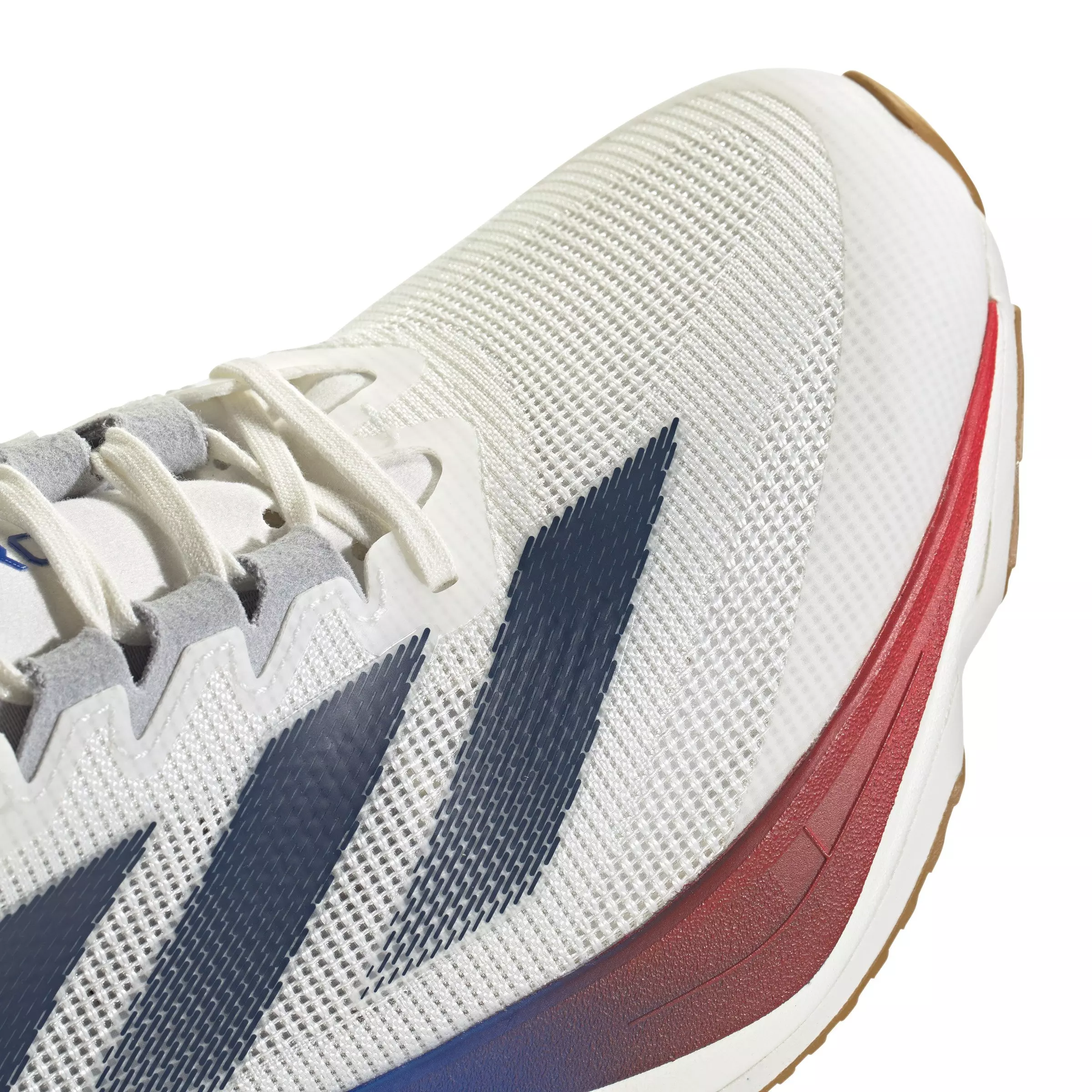 adidas Adizero Boston 12 "Core White/Dark Blue/Pure Ruby" Men's Running Shoe - WHITE/DK BLUE/RUBY