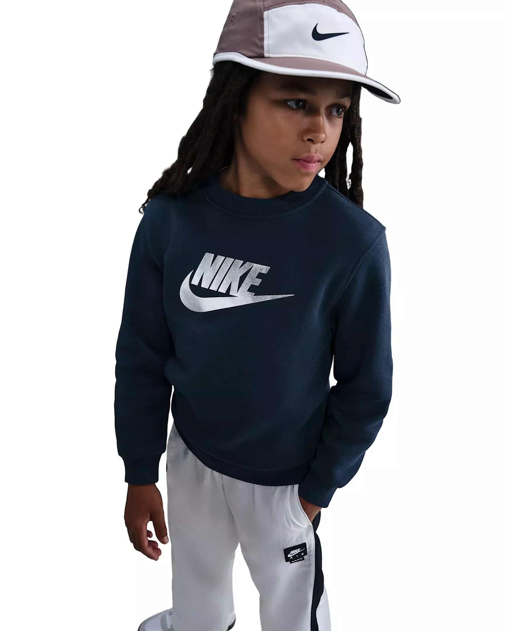 Nike Big Kids' Sportswear Club Fleece Crewneck Sweatshirt - Blue - BLUE