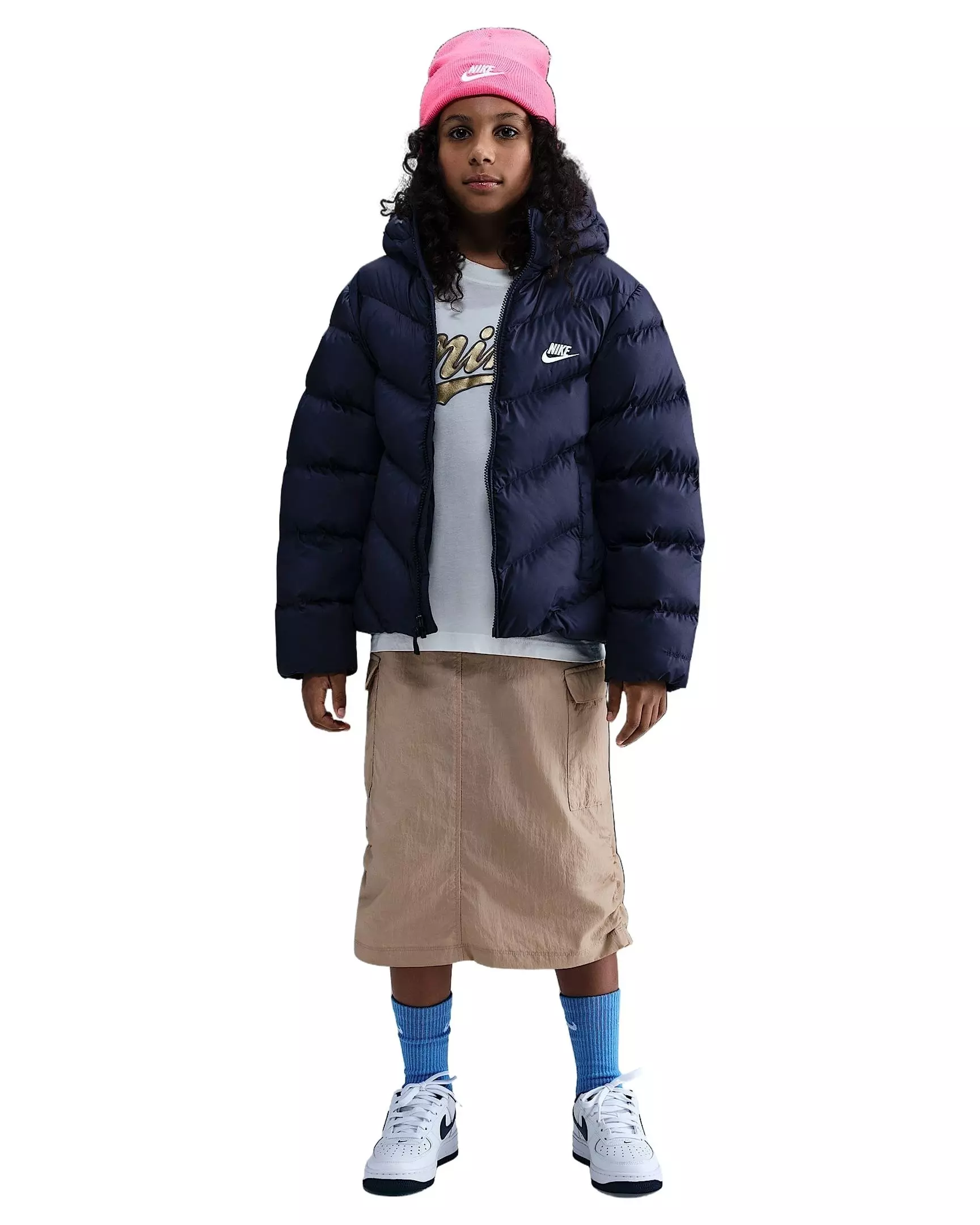 Nike Big Kids' Sportswear All Day Plat Therma-FIT Loose-FIT Puffer Jacket - Blue - BLUE