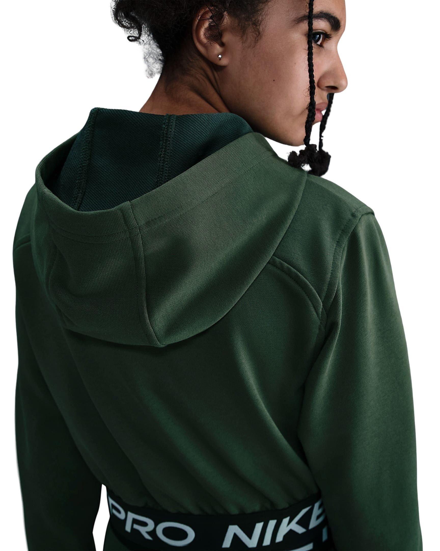 Nike Pro Fleece Dri-FIT Full-Zip Big Girls' Green Hooded Jacket