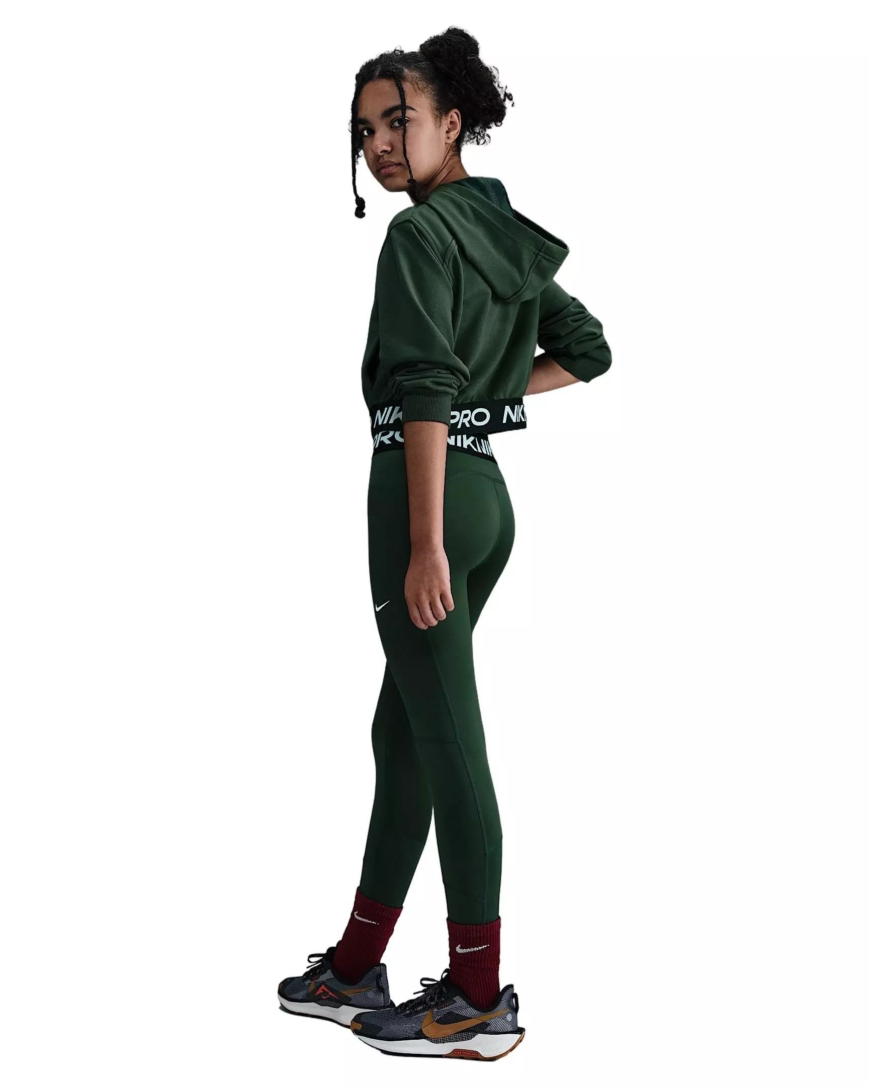 Nike Big Girls' Pro Fleece Dri-FIT Full-Zip Hooded Jacket - Green - GREEN