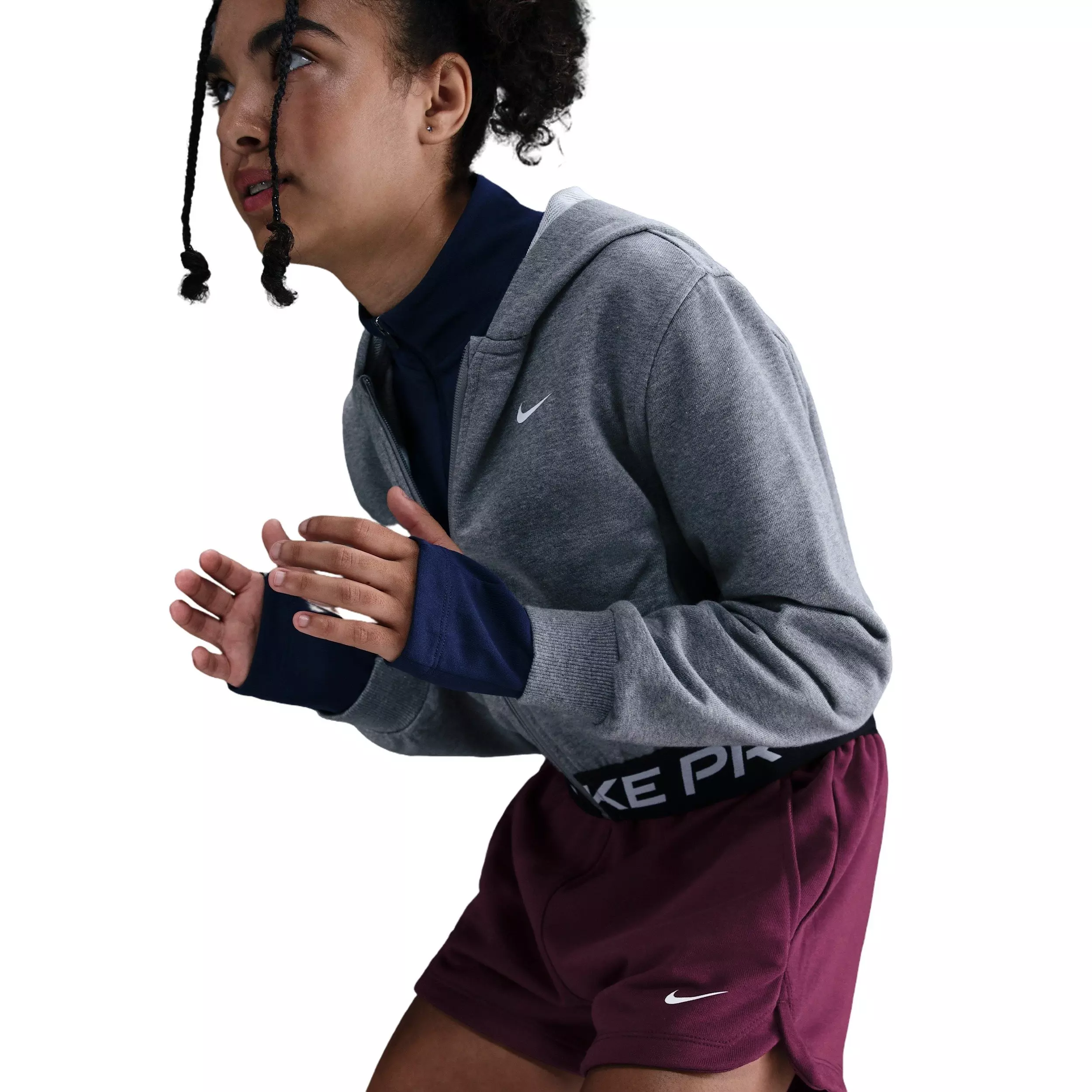 Nike Big Girls' Pro Fleece Dri-FIT Shorts - Burgundy - BURGUNDY