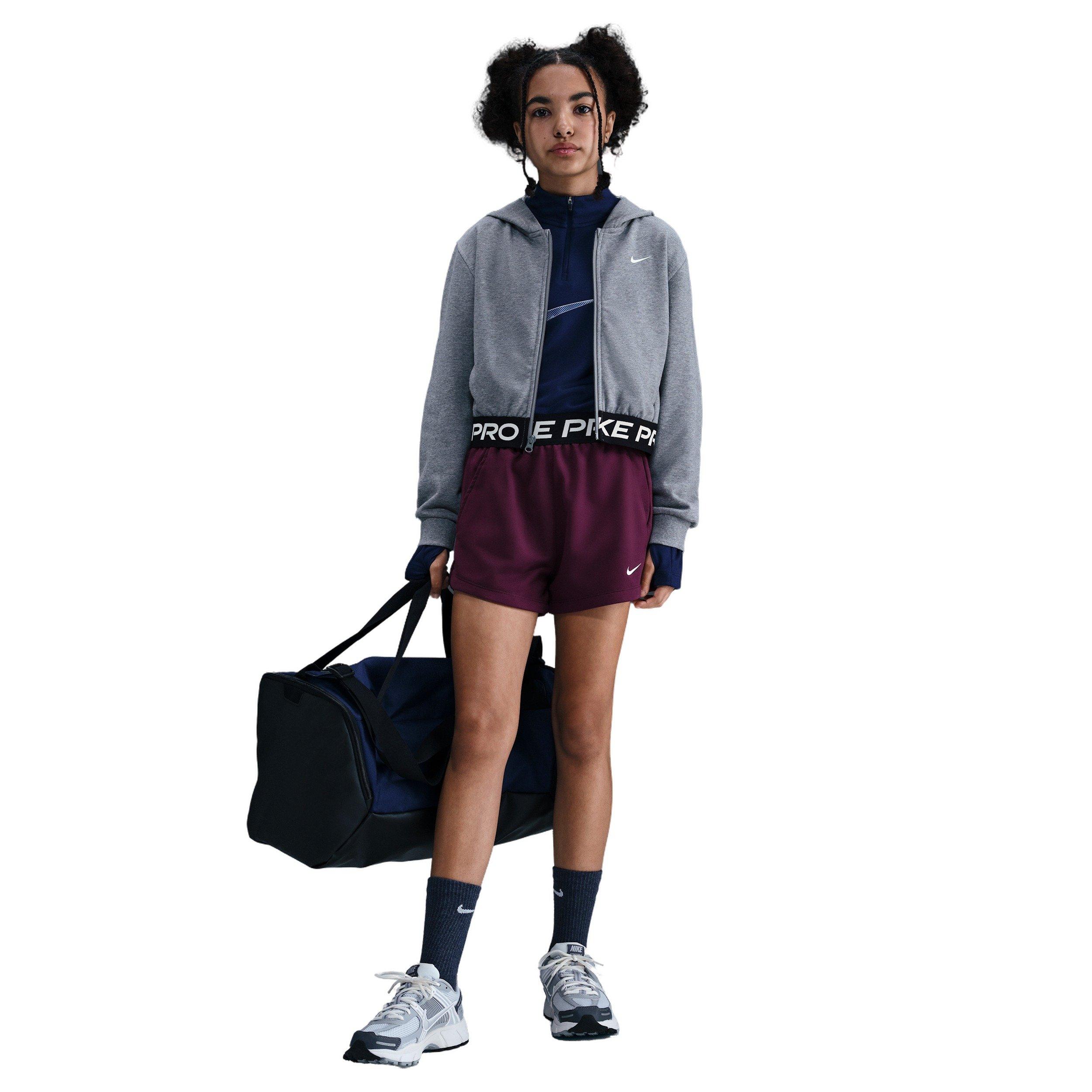 Nike Pro Fleece Dri-FIT Big Girls' Burgundy Shorts