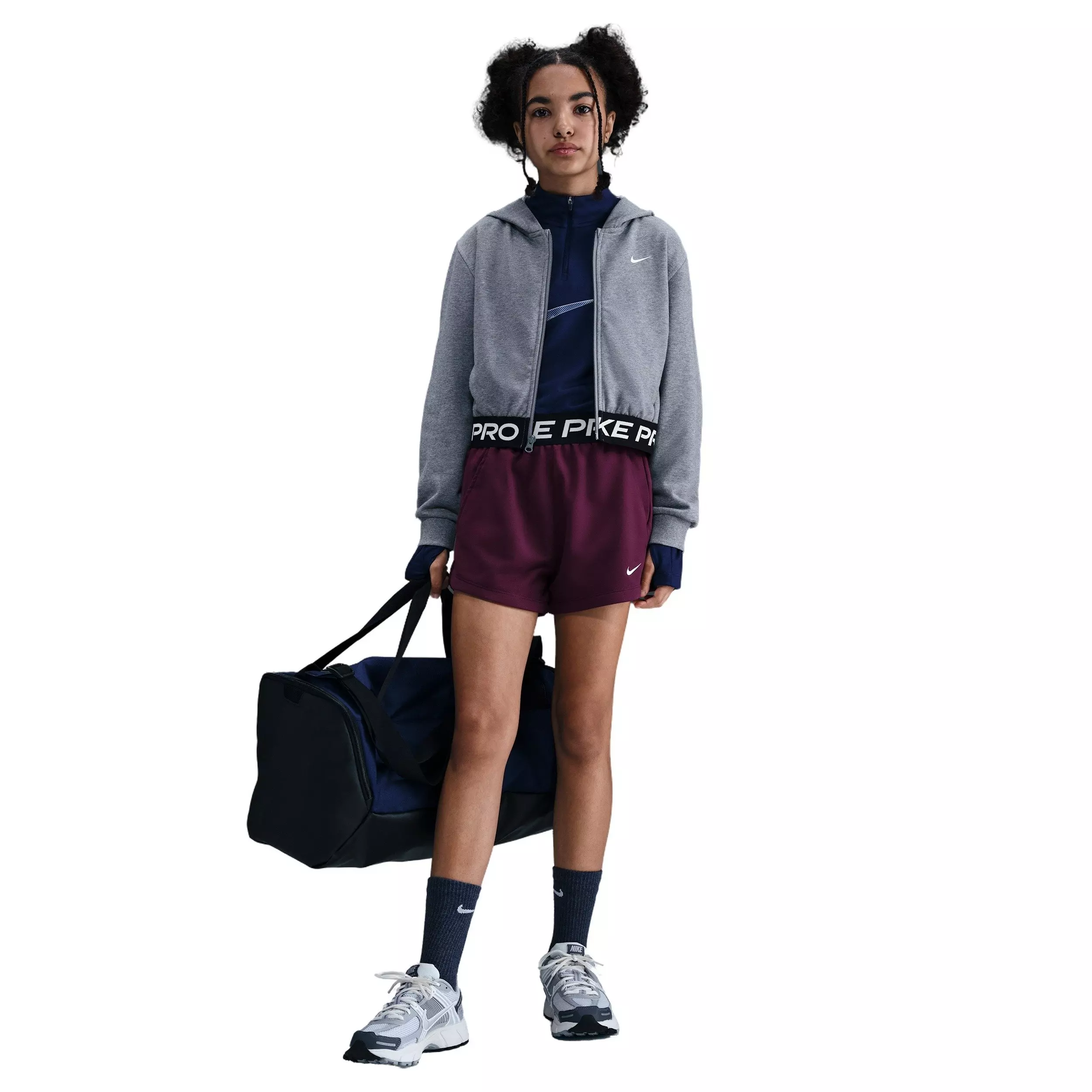 Nike Big Girls' Pro Fleece Dri-FIT Shorts - Burgundy - BURGUNDY