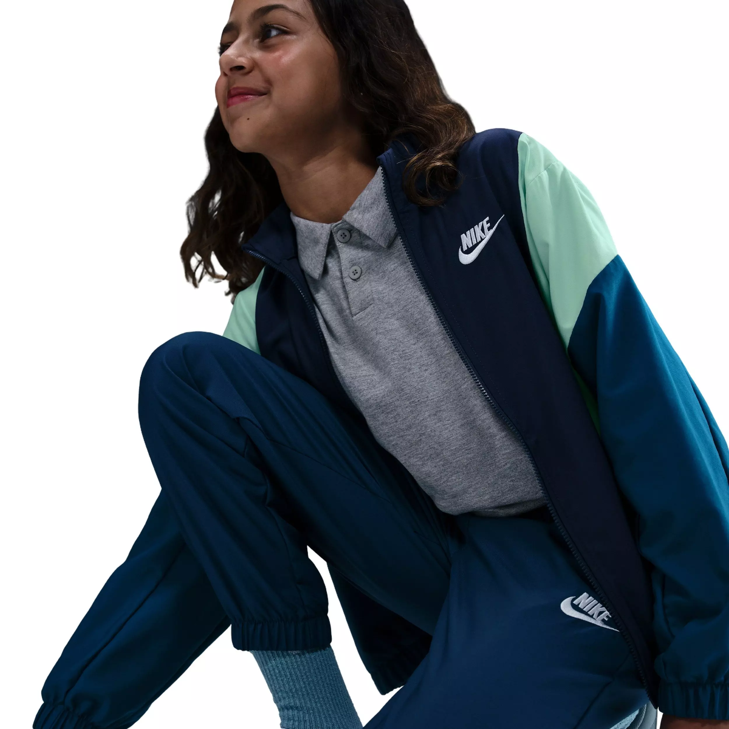 Nike Big Kids' Sportswear Woven Tracksuit - Blue - BLUE