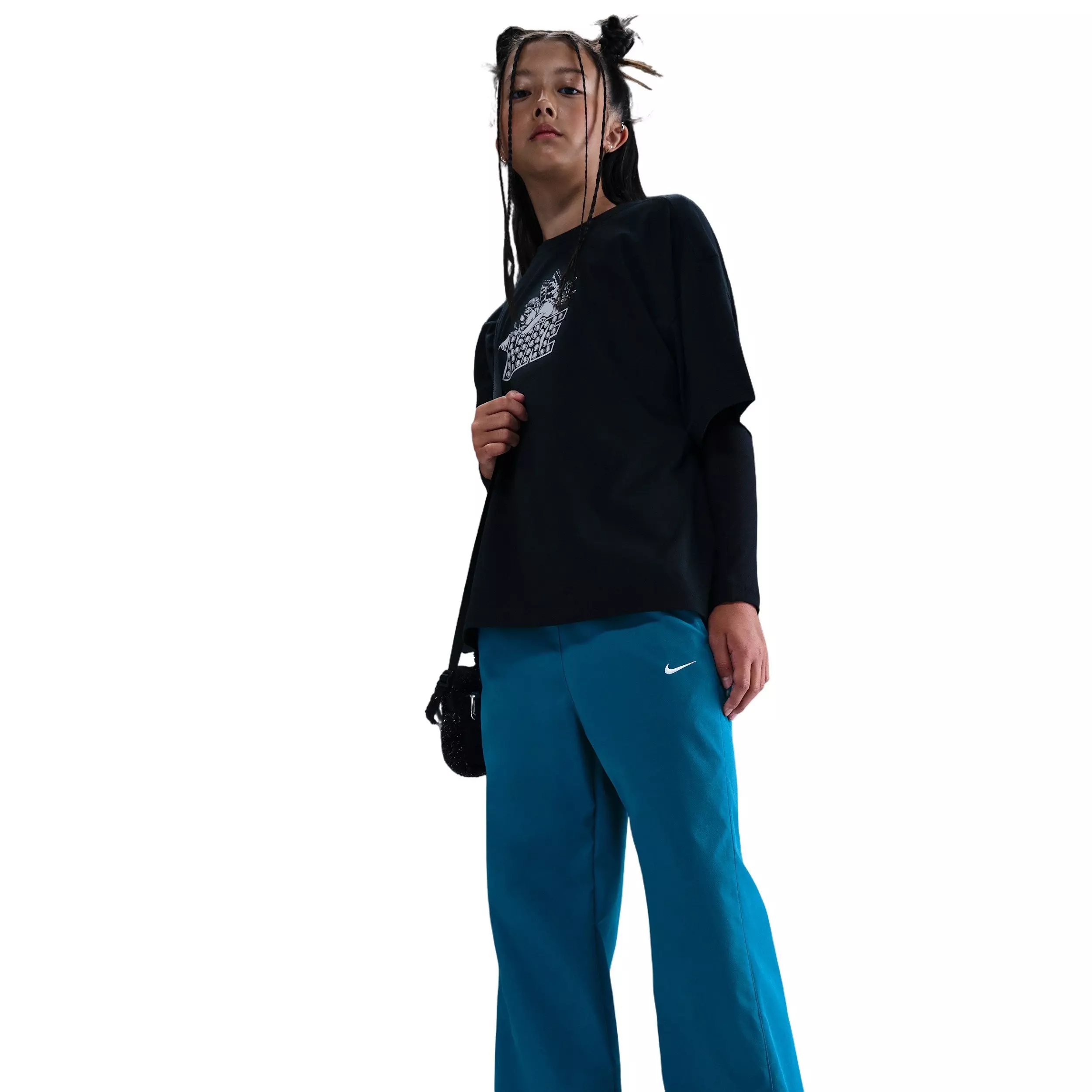 Nike Big Girls' Sportswear Woven Wide-Leg Pants - Blue - BLUE