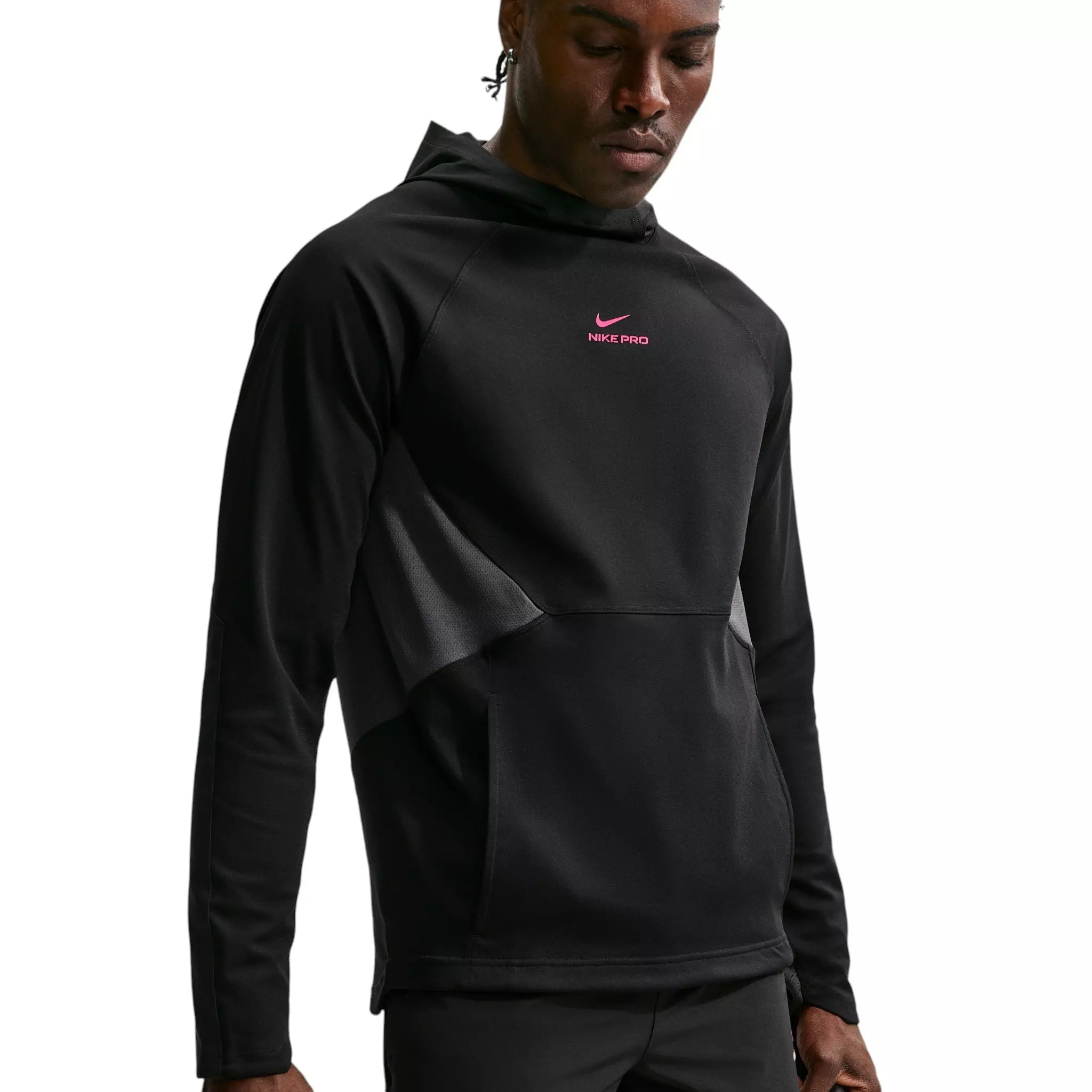Nike Men's Pro Dri-FIT Mid-Layer Training Top - Black/Hyper Pink - BLACK/PINK