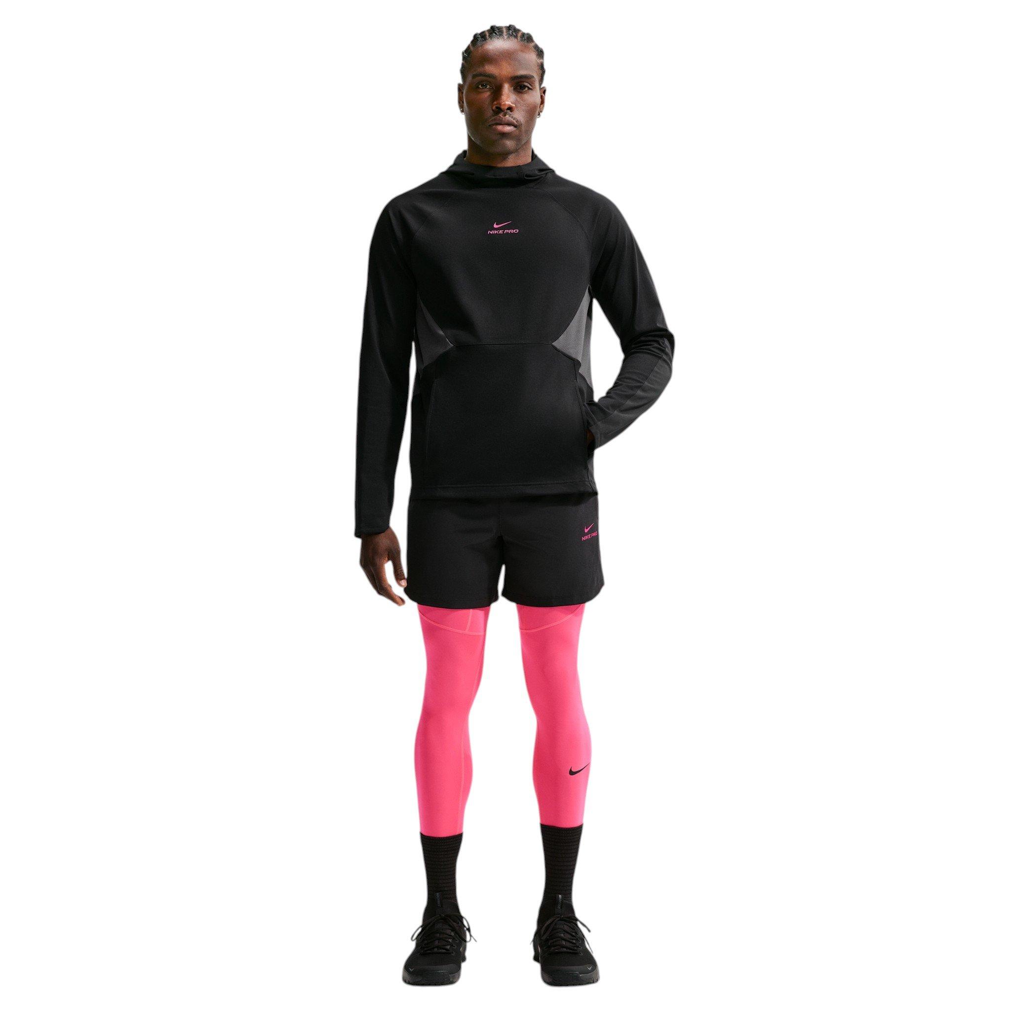 Nike Men's Pro Dri-FIT Mid-Layer Training Top - Black/Hyper Pink - BLACK/PINK