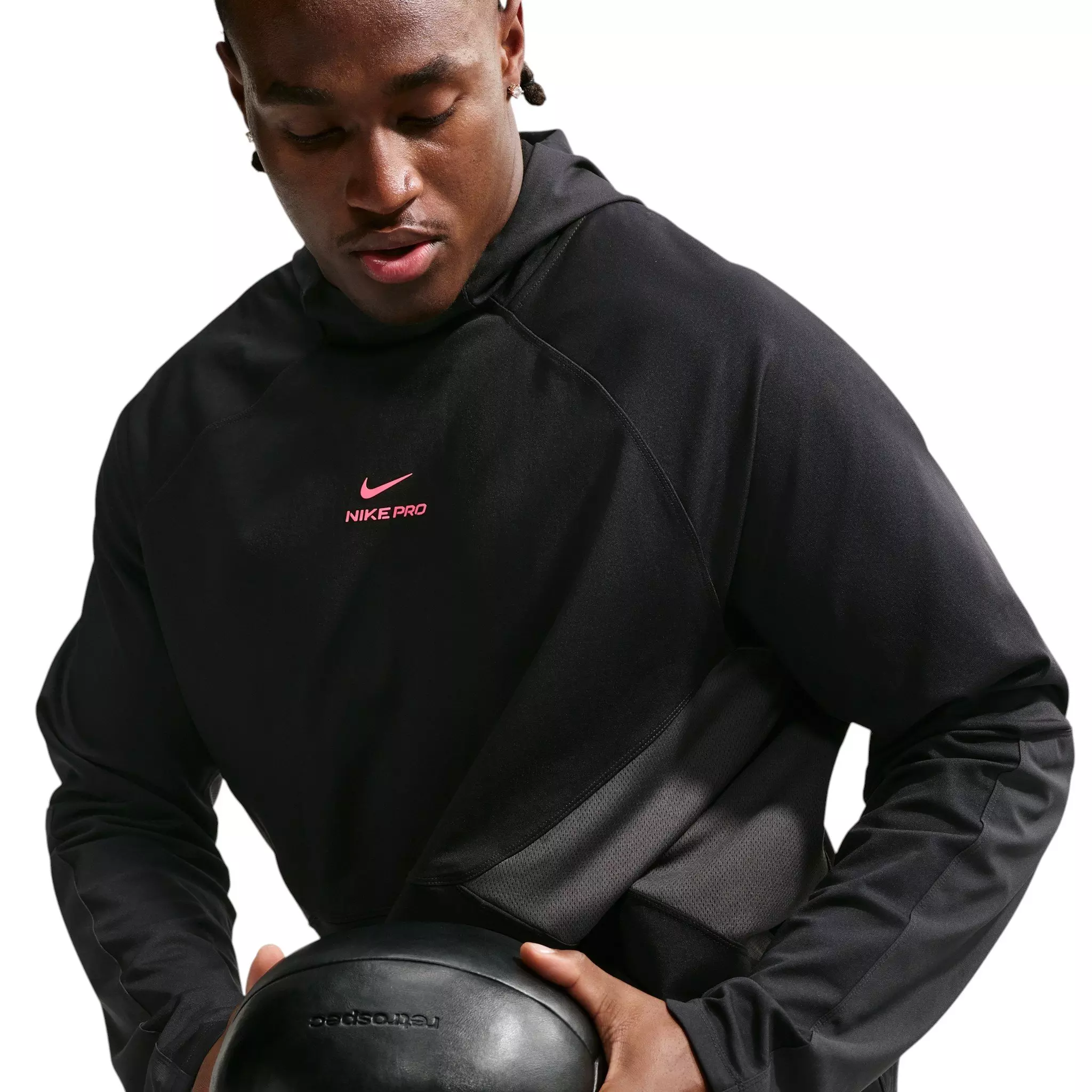 Nike Men's Pro Dri-FIT Mid-Layer Training Top - Black/Hyper Pink - BLACK/PINK