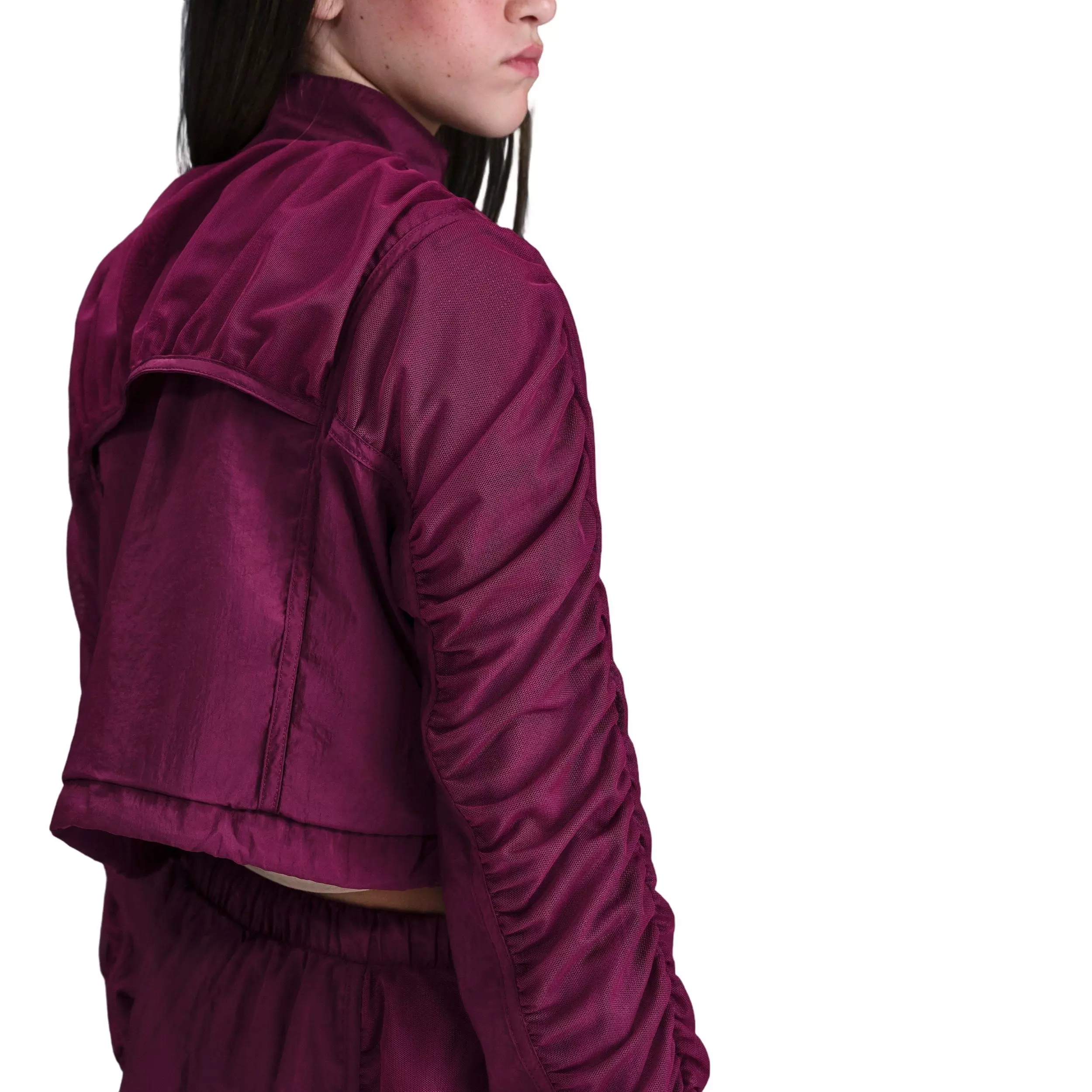 Nike Big Girls' Sportswear Woven Jacket -Burgundy - RED
