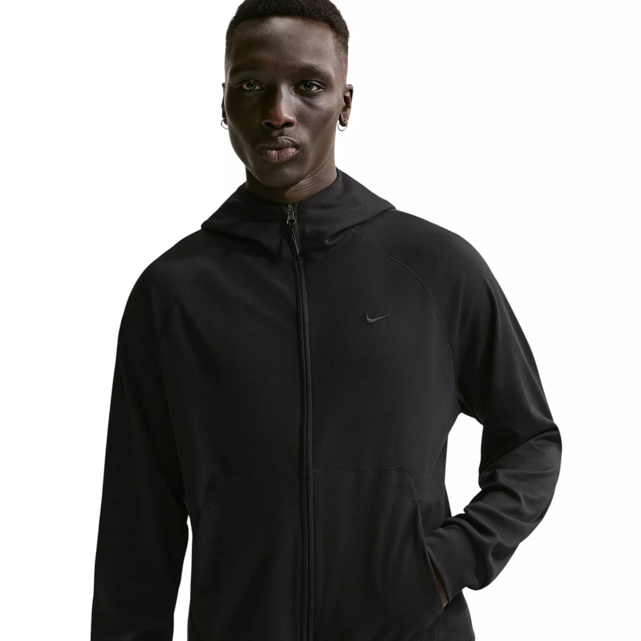 Nike Men's Primary NanoKnit Dri-FIT UV Protection Full-Zip Performance Hoodie - BLACK