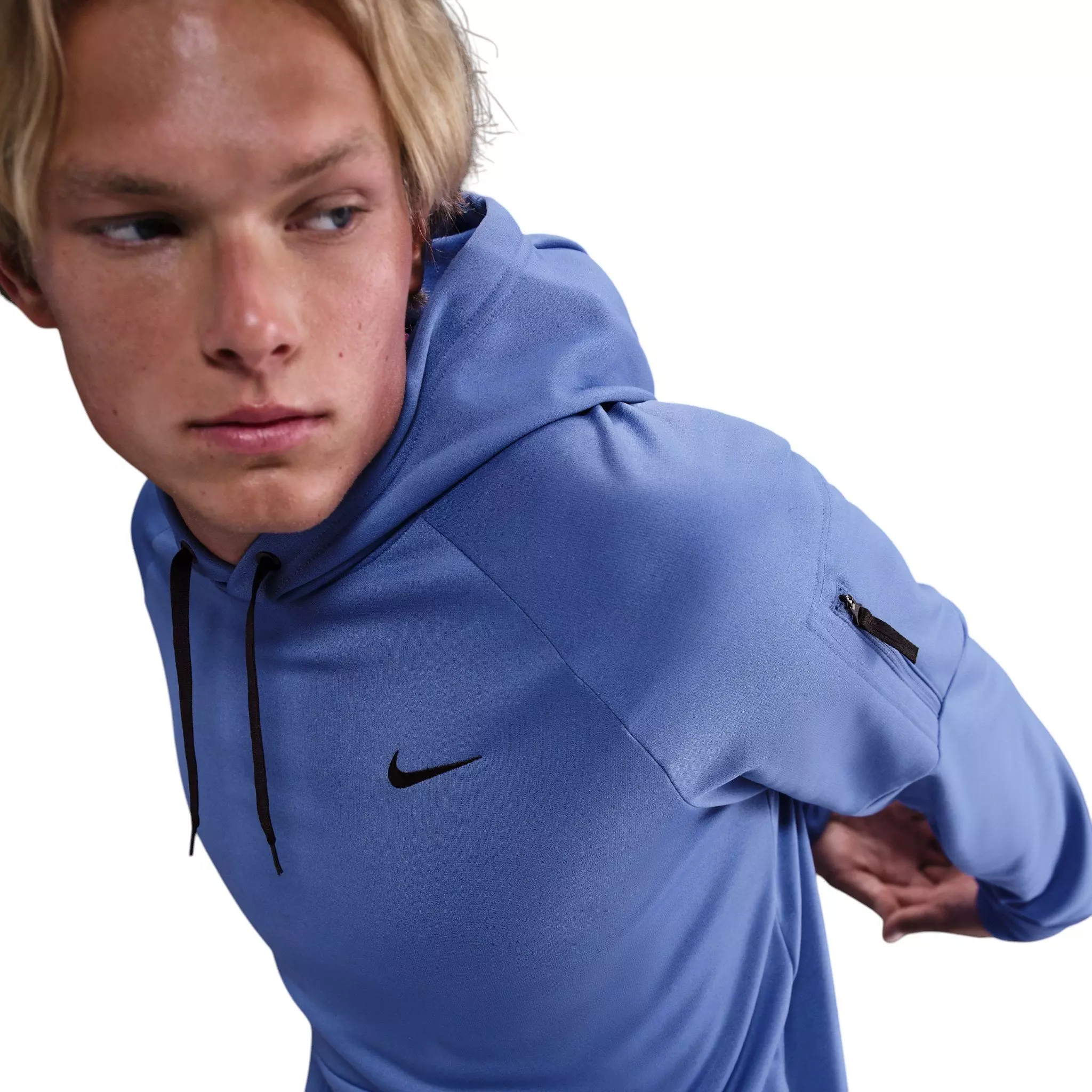 Nike Men's Therma Therma-FIT Hooded Fitness Pullover - BLUE
