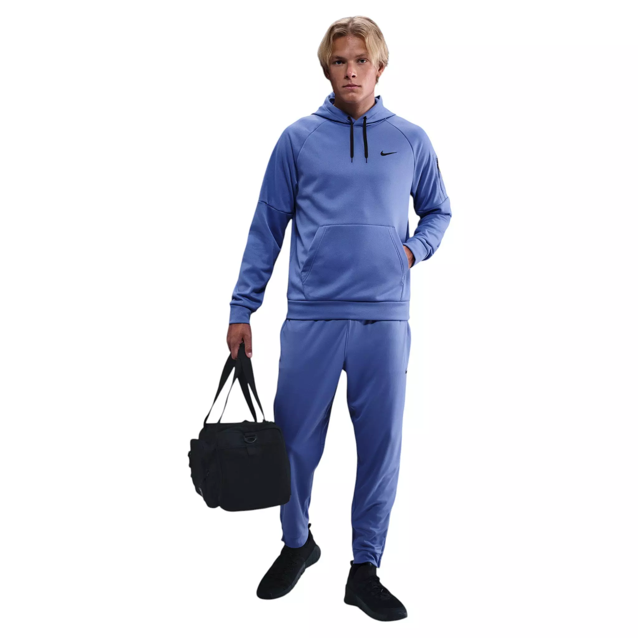 Nike Men's Therma Therma-FIT Hooded Fitness Pullover - BLUE