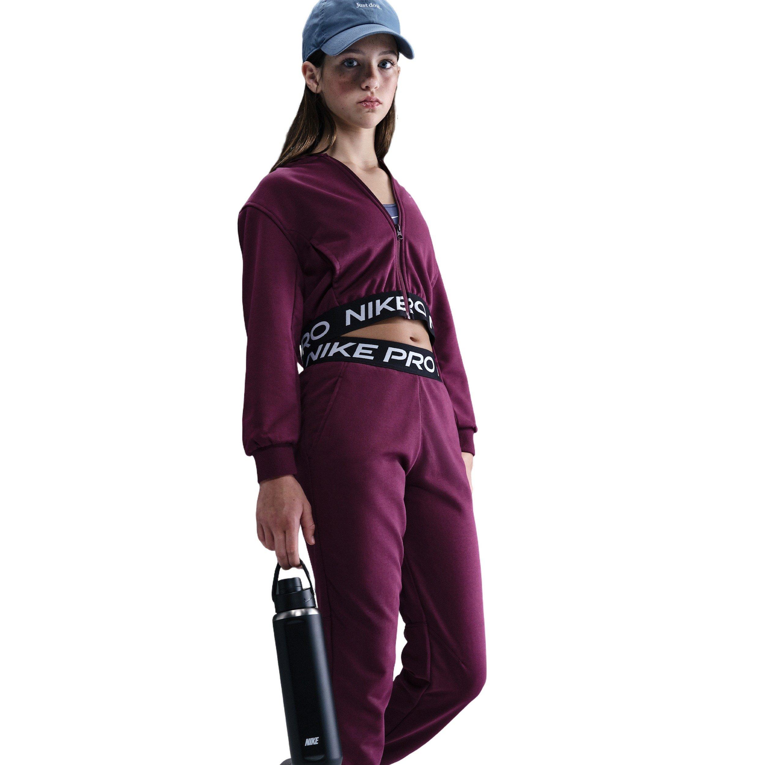 Nike Big Girls' Pro Fleece Dri-FIT Joggers - Burgundy - BURGUNDY Thumbnail View 3