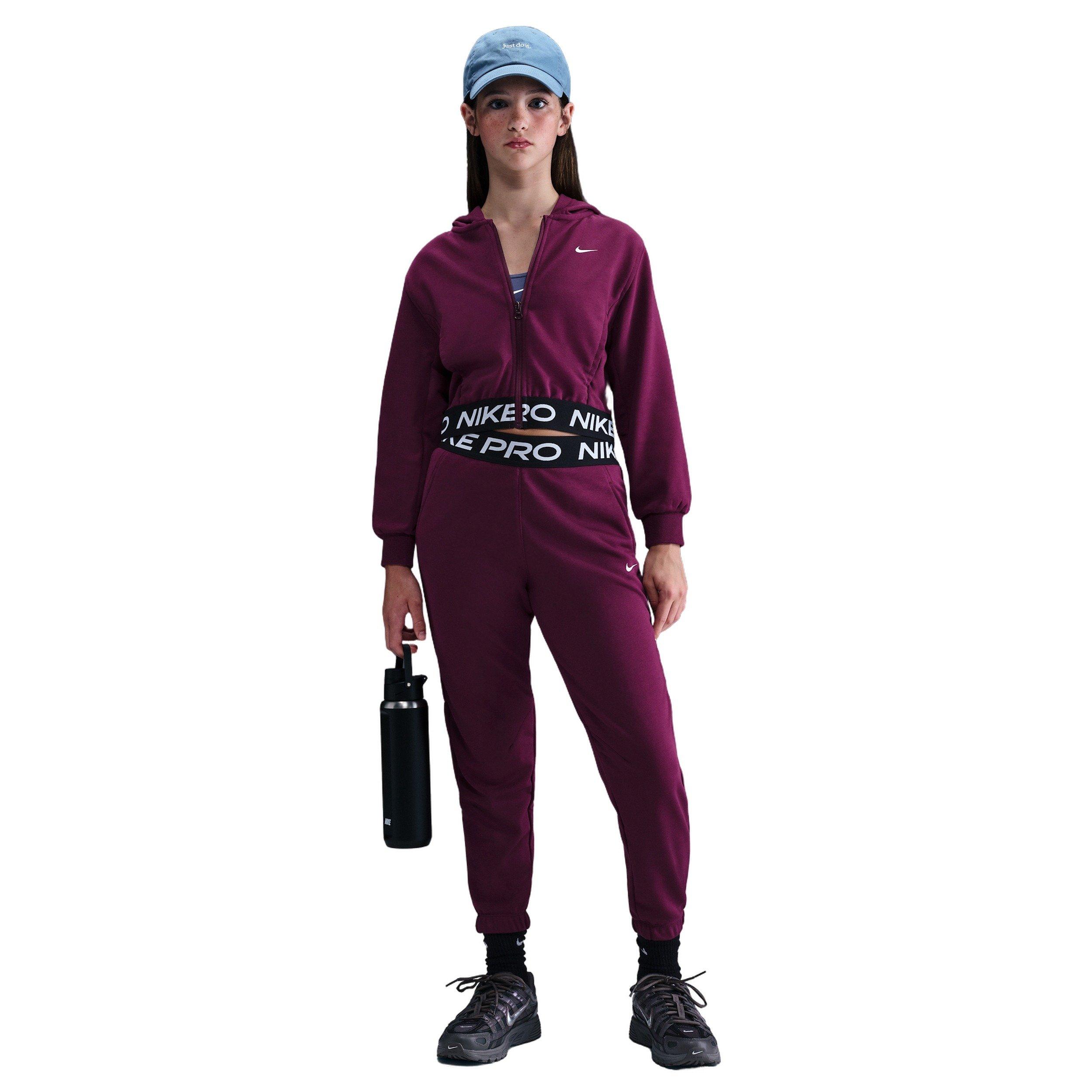 Nike Pro Fleece Dri-FIT Big Girls' Burgundy Joggers