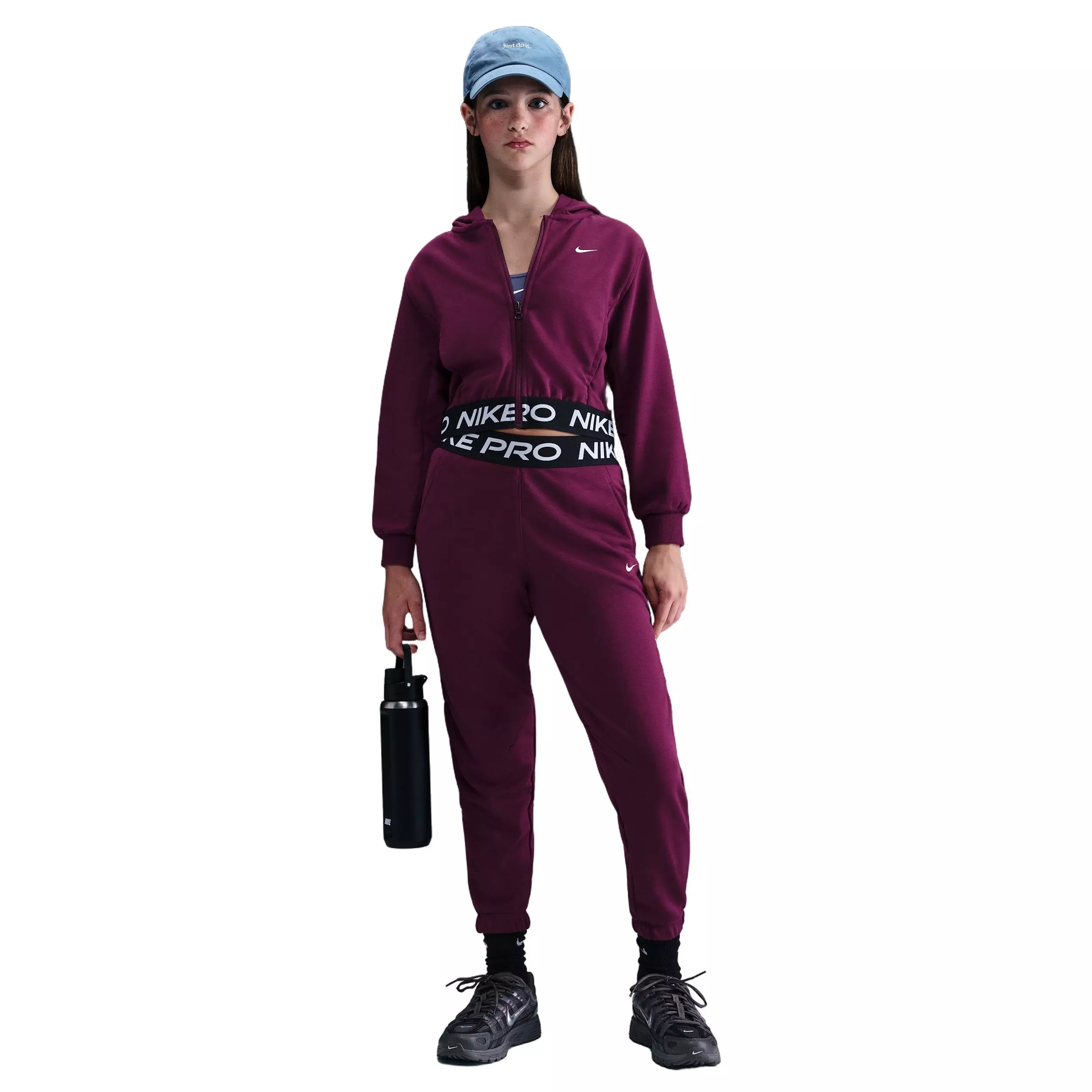 Nike Big Girls' Pro Fleece Dri-FIT Joggers -Burgundy - BURGUNDY