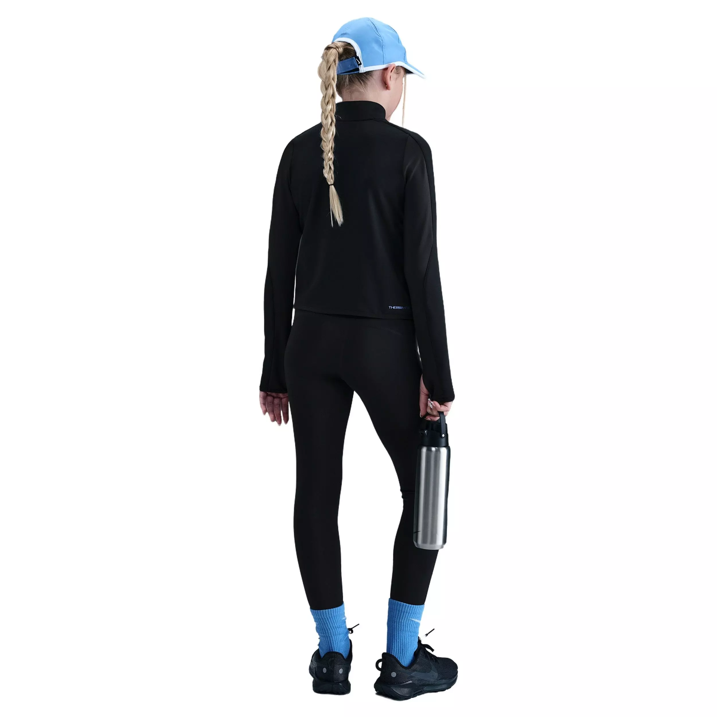 Nike Big Girls' Pro Therma-FIT 1/2-Zip Long-Sleeve Top -Black - BLACK