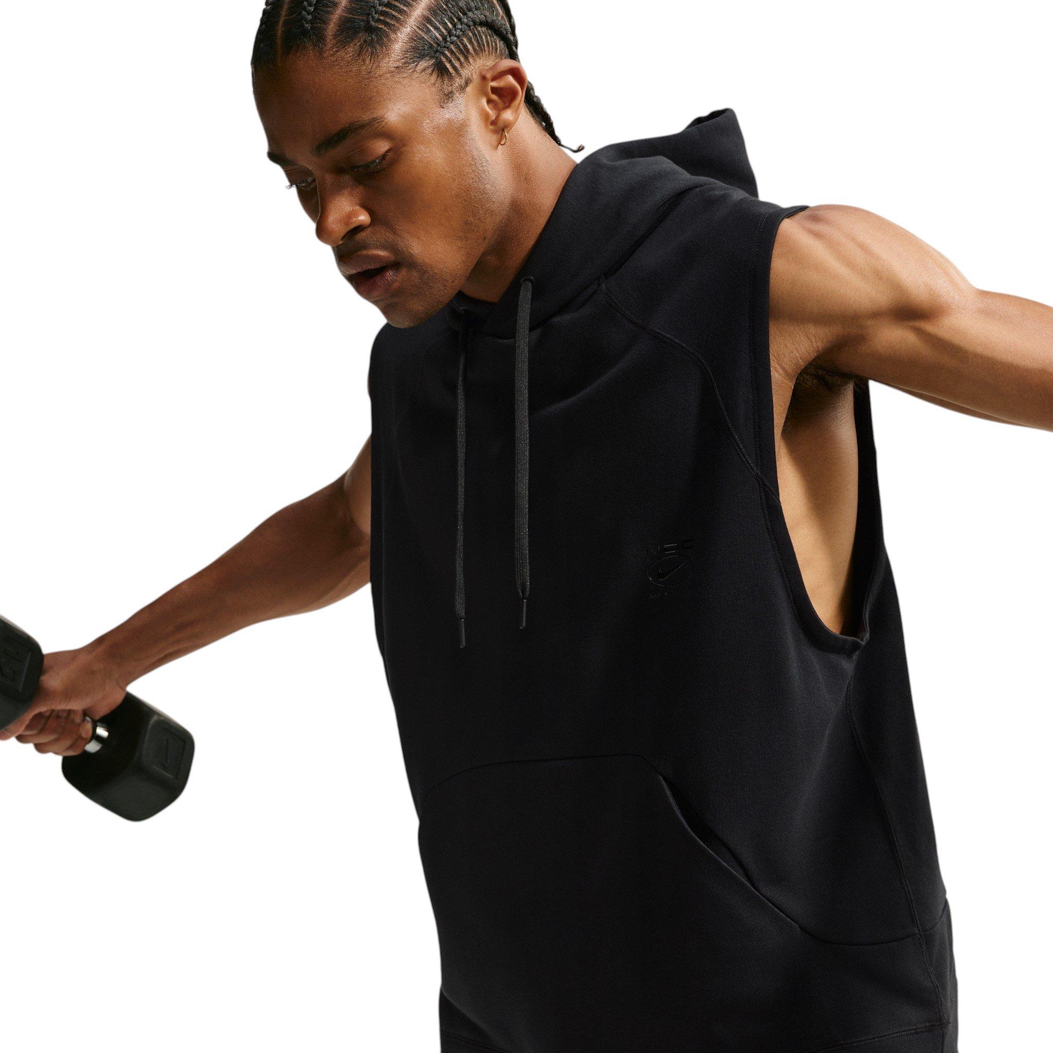 Nike Men's N.A.C. Dri-FIT Fleece Sleeveless Training Hoodie - BLACK