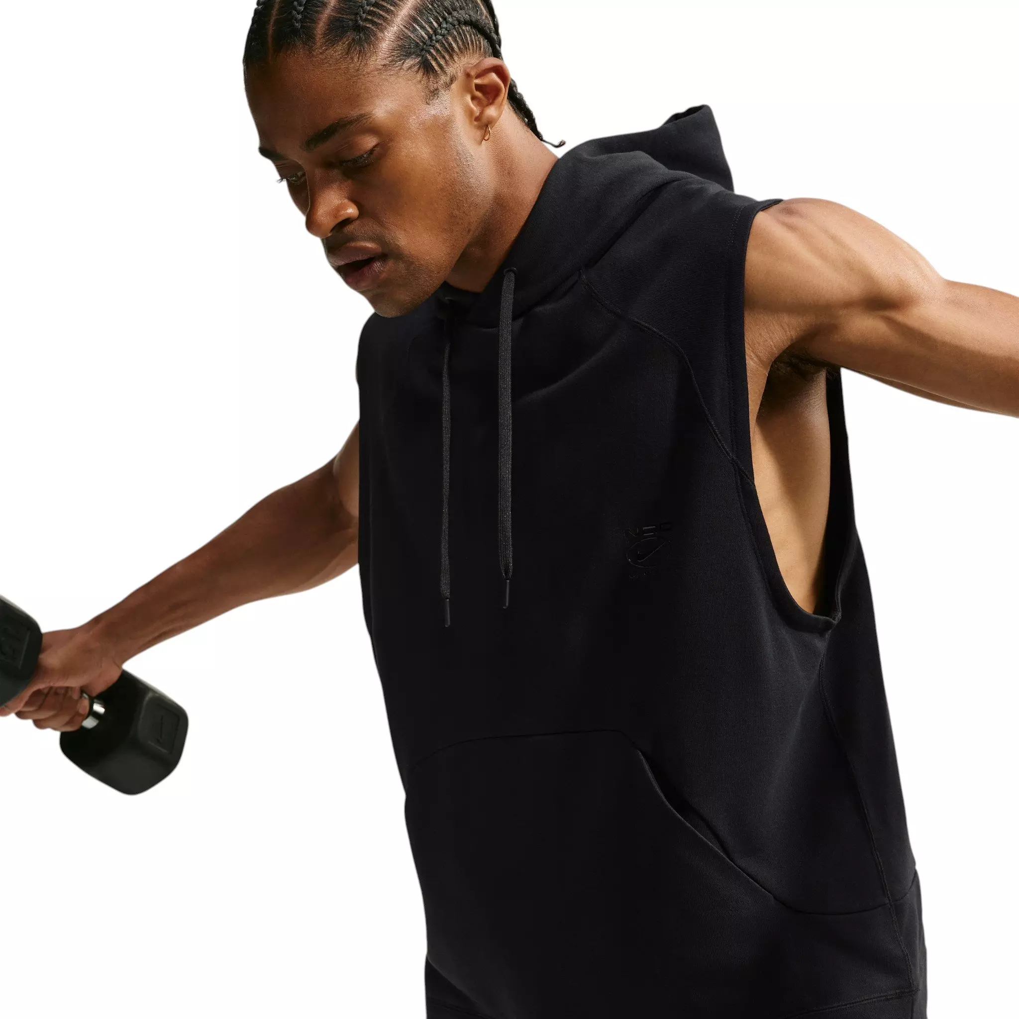 Nike Men's N.A.C. Dri-FIT Fleece Sleeveless Training Hoodie - BLACK