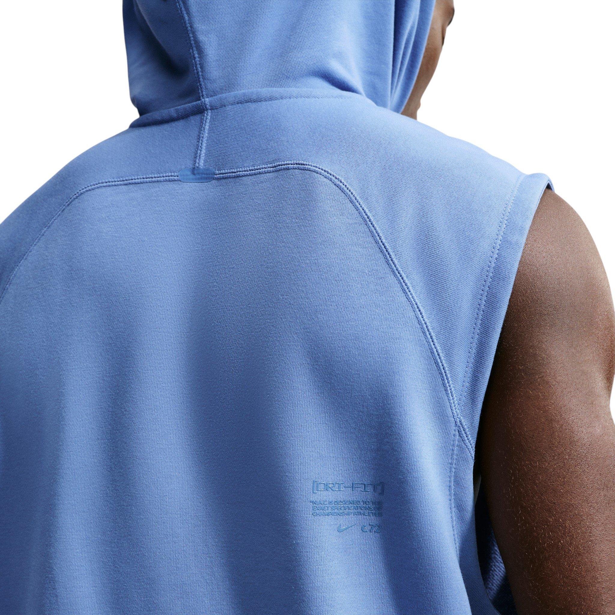 Nike Men's N.A.C. Dri-FIT Fleece Sleeveless Training Hoodie - BLUE Thumbnail View 2