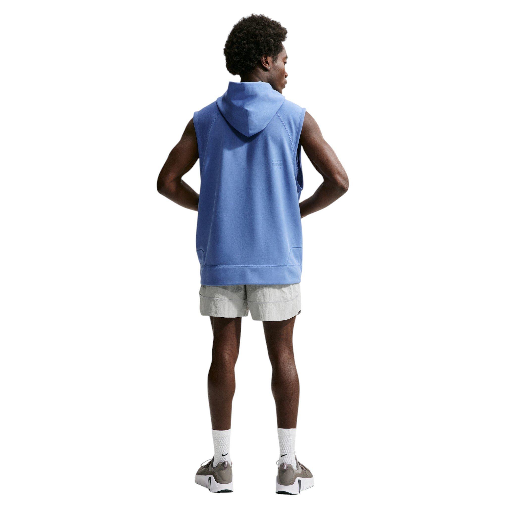 Nike Men's N.A.C. Dri-FIT Fleece Sleeveless Training Hoodie - BLUE Thumbnail View 5