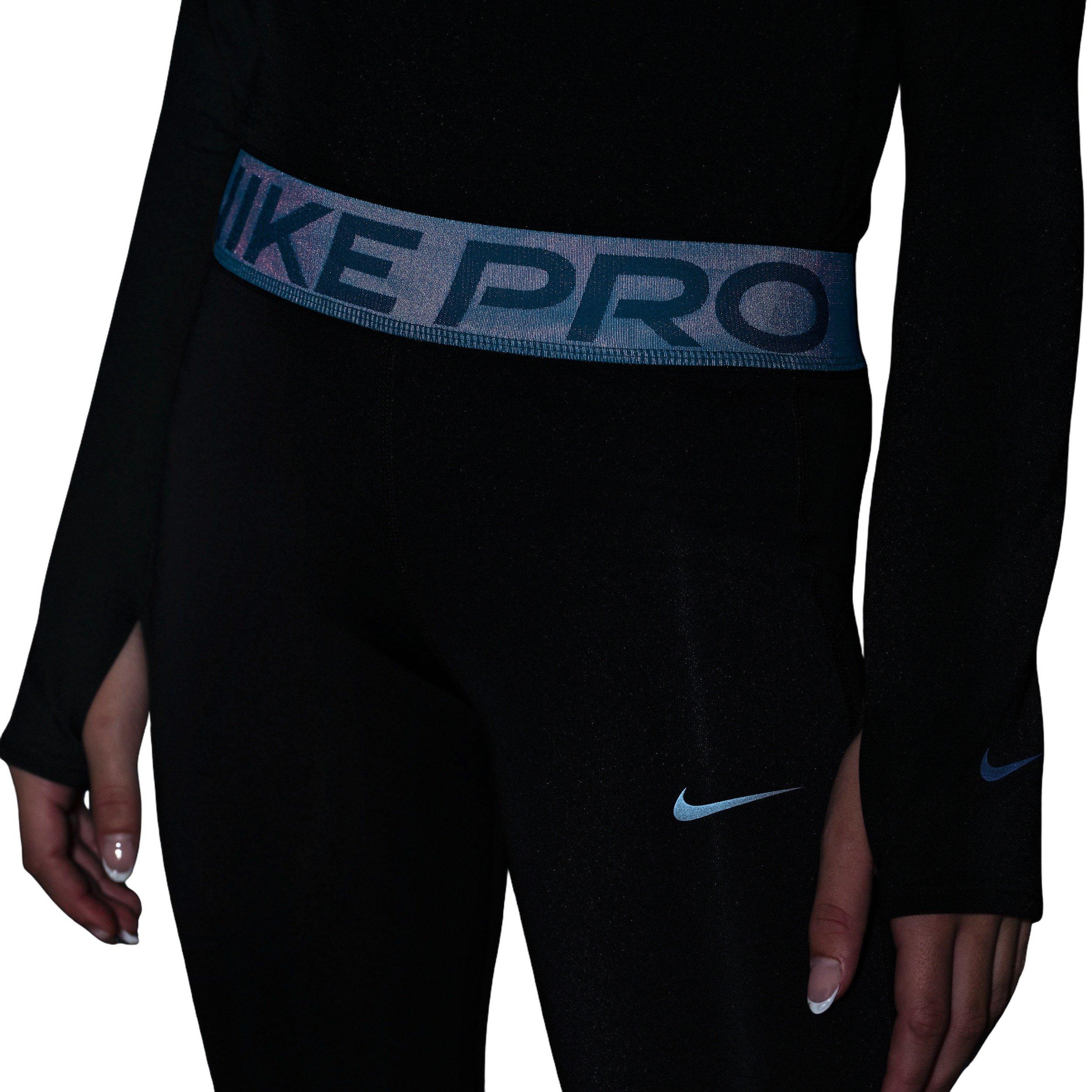 Nike Pro Dri-FIT Big Girls' Black leggings with Shine Accents