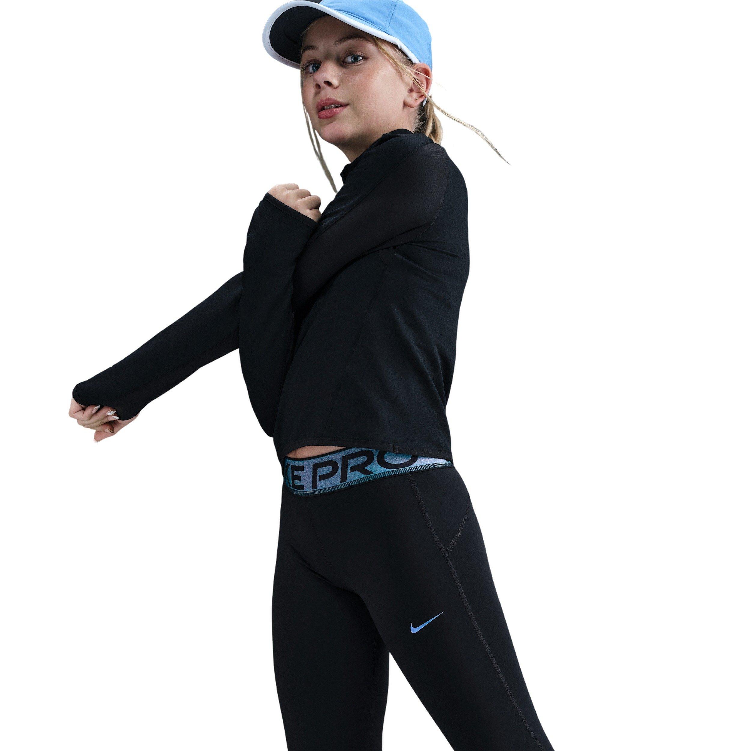 Nike Big Girls' Pro Dri-FIT Leggings with Shine Accents - Black - BLACK Thumbnail View 4