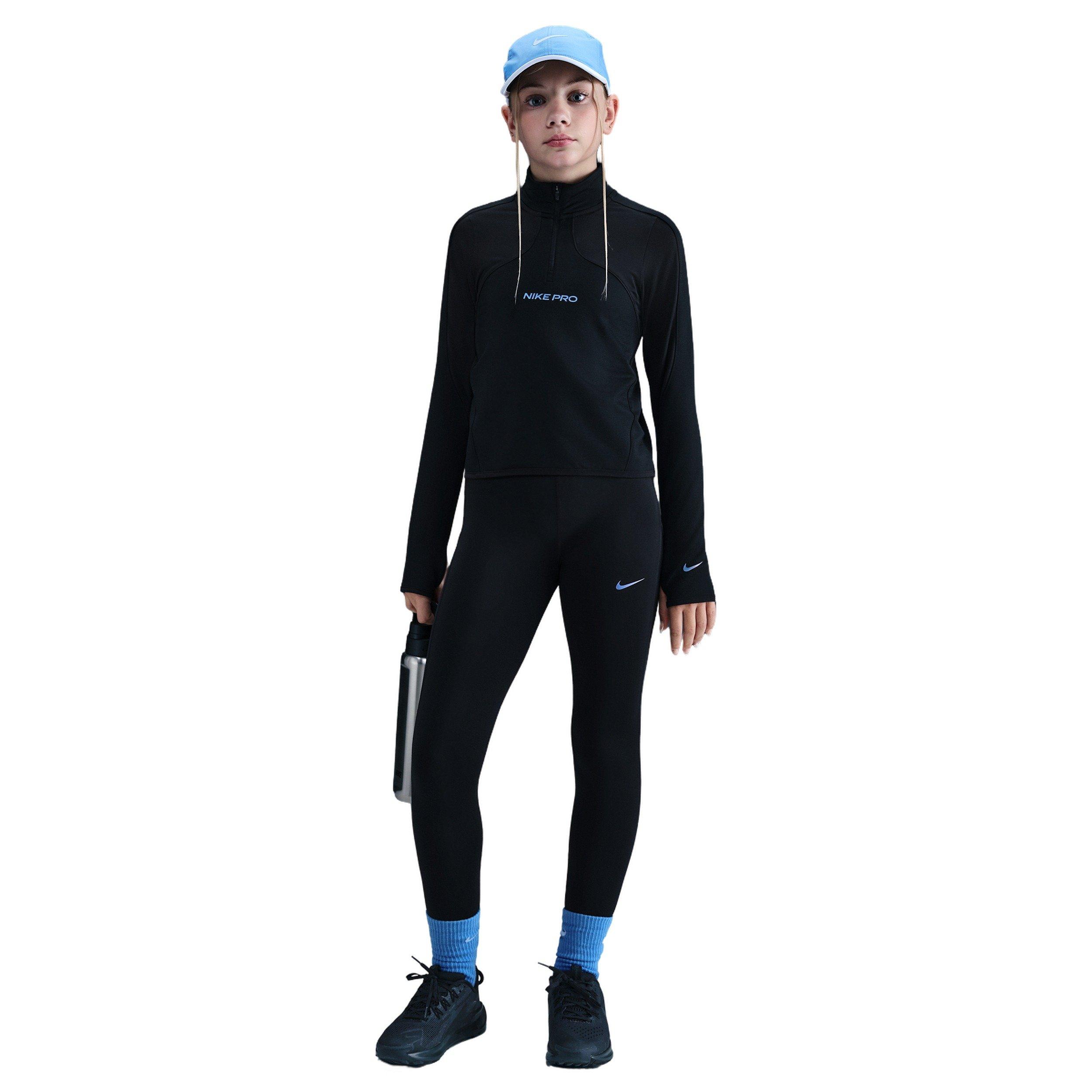 Nike Big Girls' Pro Dri-FIT Leggings with Shine Accents - Black - BLACK Thumbnail View 5