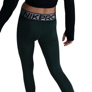 Nike Big Girls' Pro Dri-FIT Leggings with Shine Accents -Seaweed Green