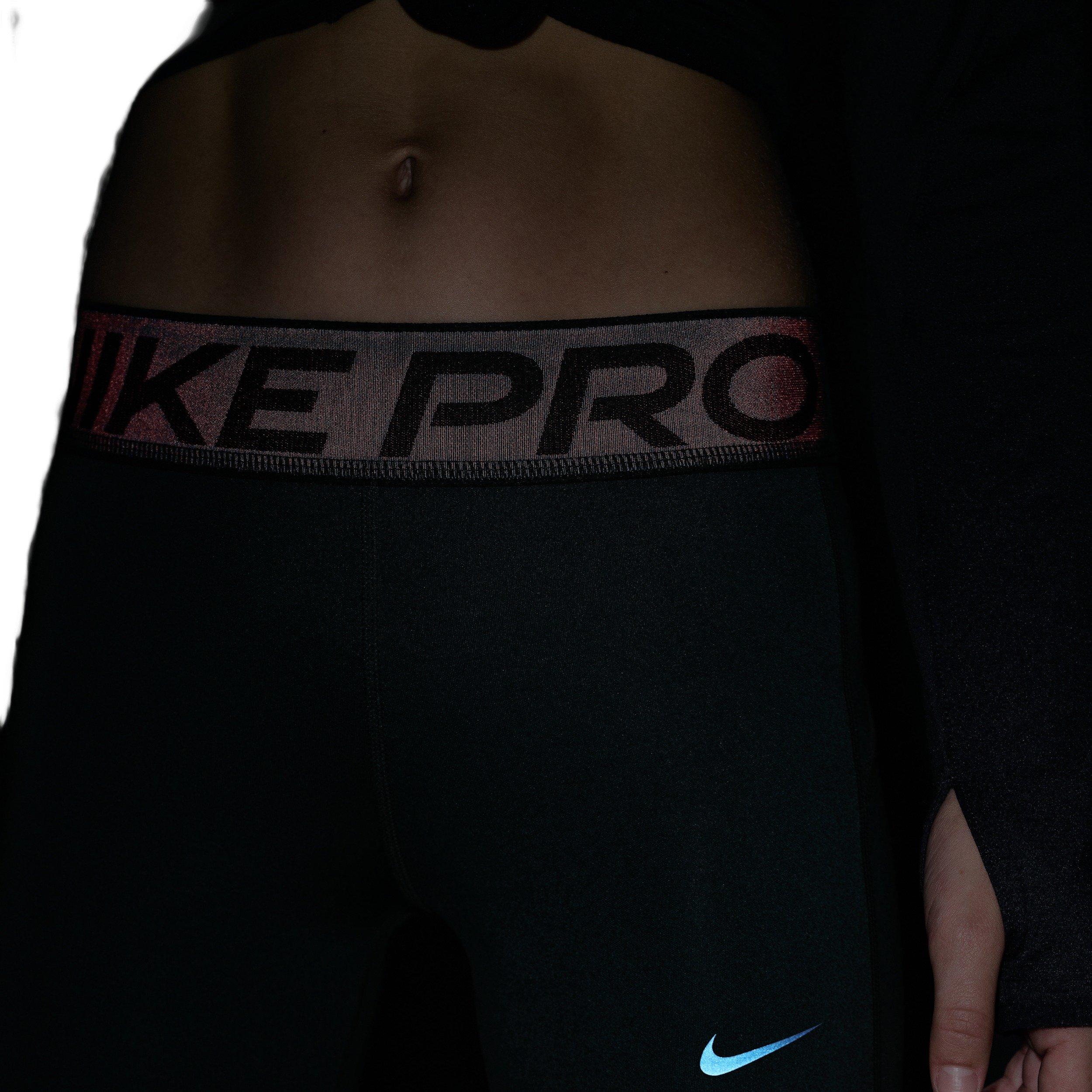 Nike Pro Dri-FIT Big Girls' Seaweed Green leggings with Shine Accents