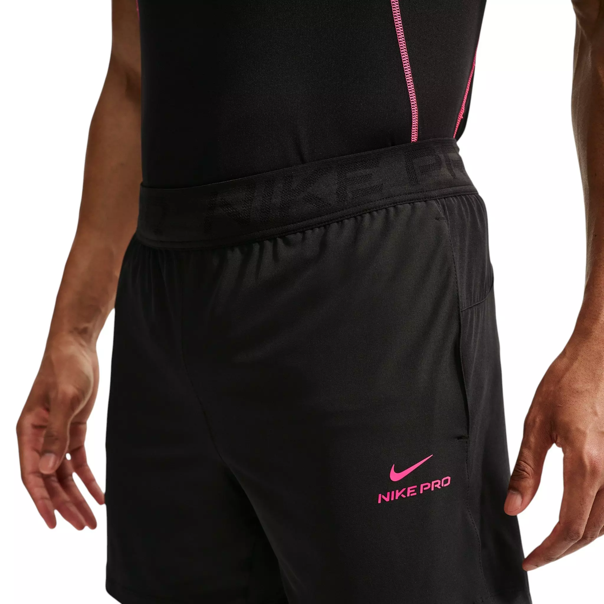 Nike Men's Pro Training Dri-FIT 6" Shorts - Black/Hyper Pink - BLACK/PINK