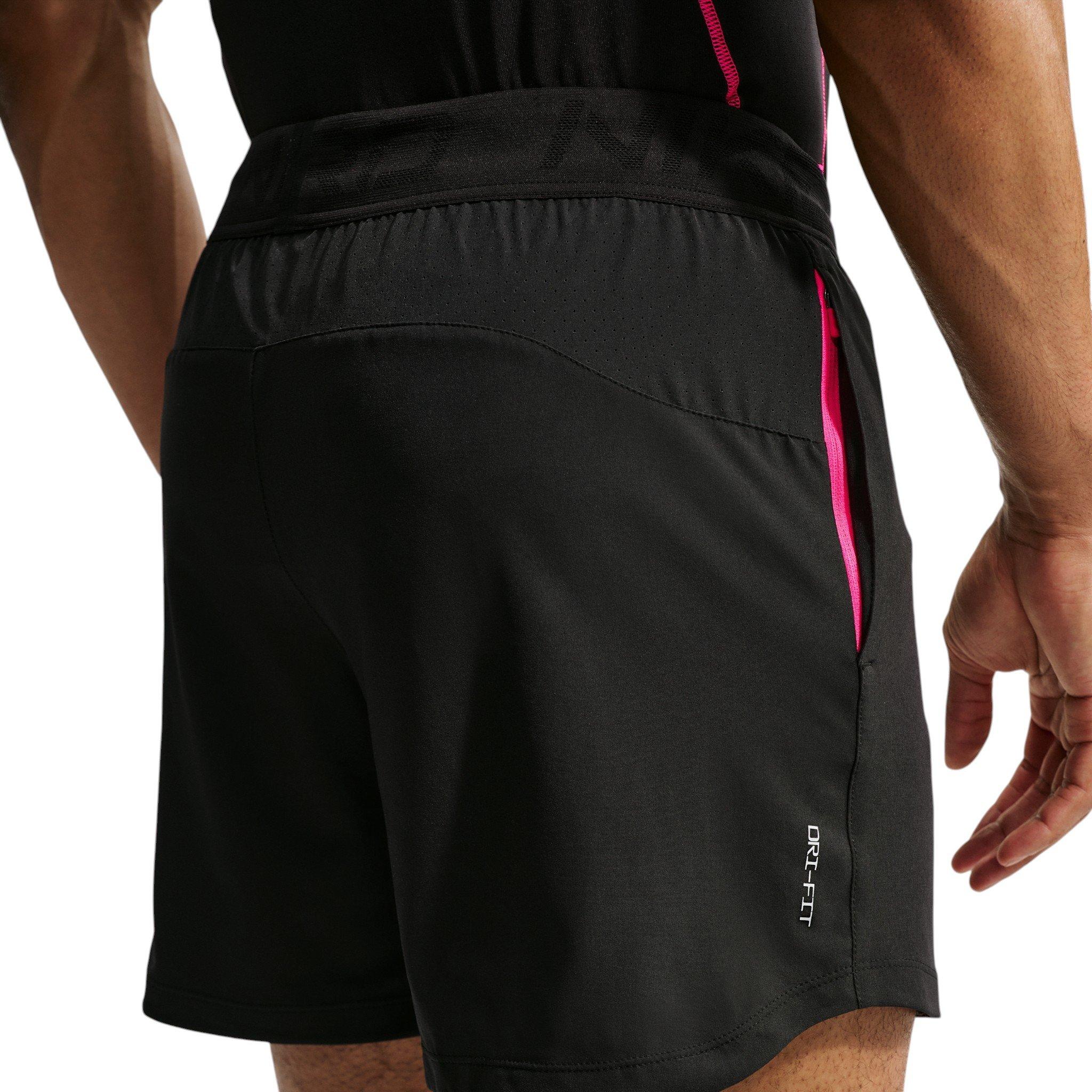 Nike Men's Pro Training Dri-FIT 6" Shorts - Black/Hyper Pink - BLACK/PINK Thumbnail View 2