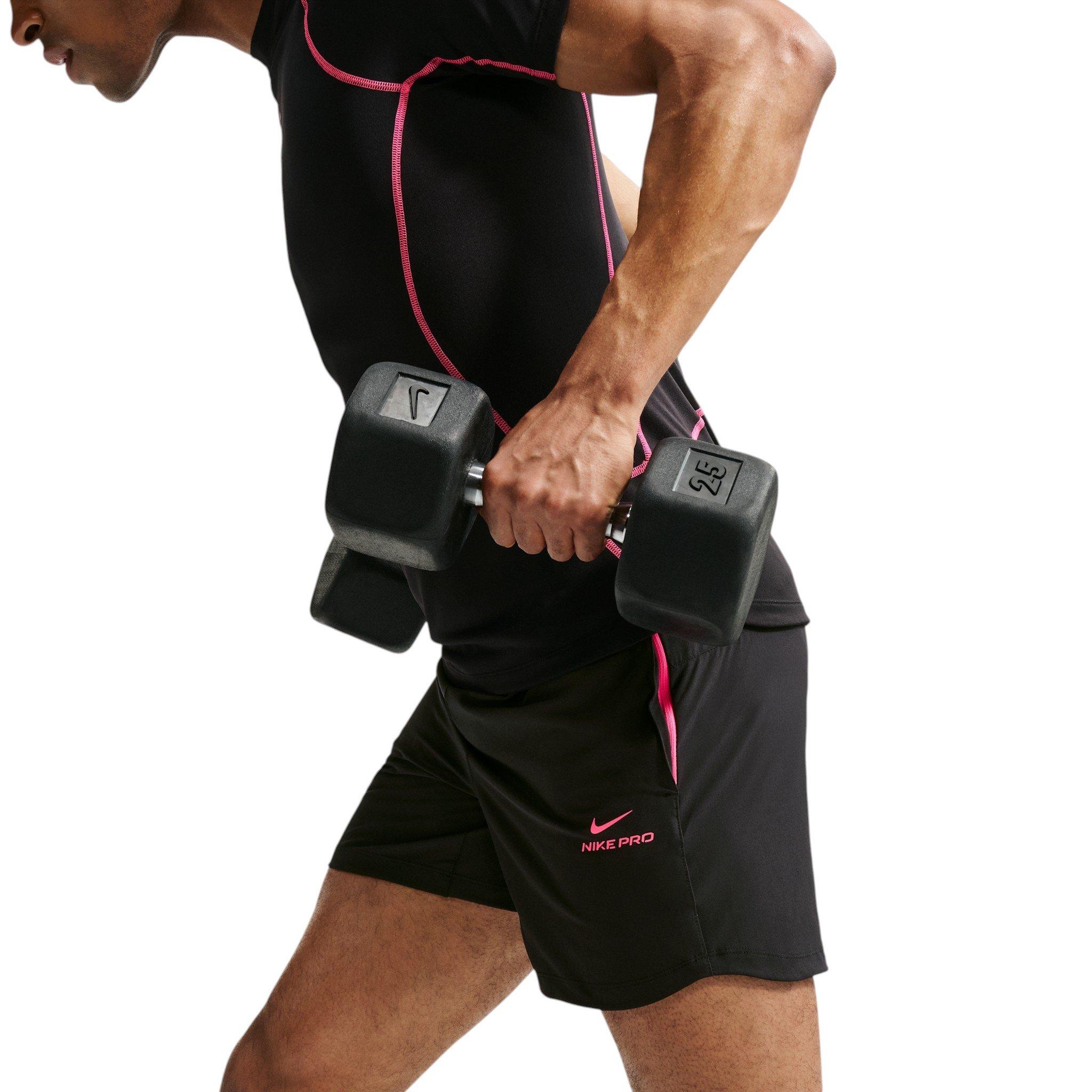 Nike Men's Pro Training Dri-FIT 6" Shorts - Black/Hyper Pink - BLACK/PINK Thumbnail View 3