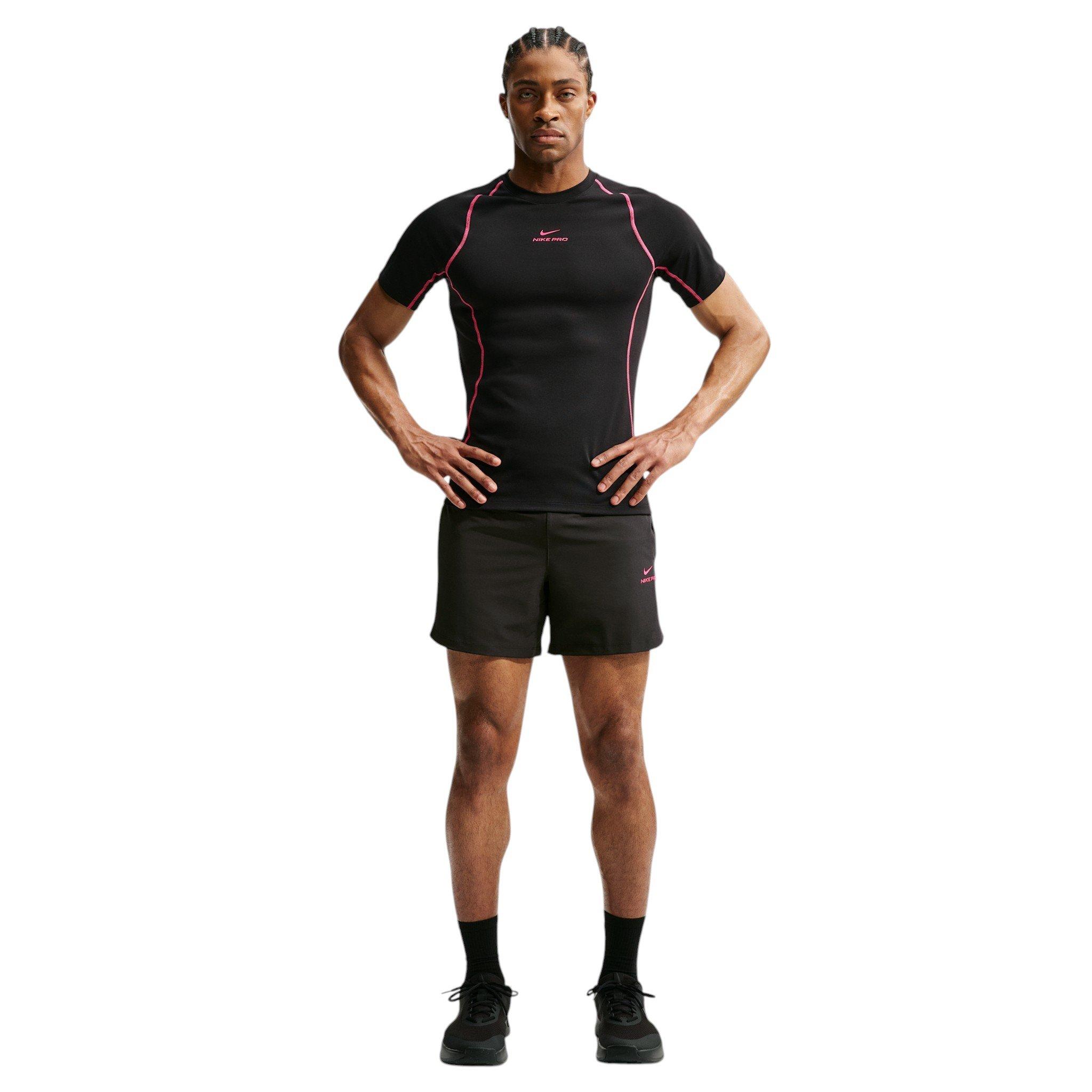 Nike Men's Pro Training Dri-FIT 6" Shorts - Black/Hyper Pink - BLACK/PINK Thumbnail View 4