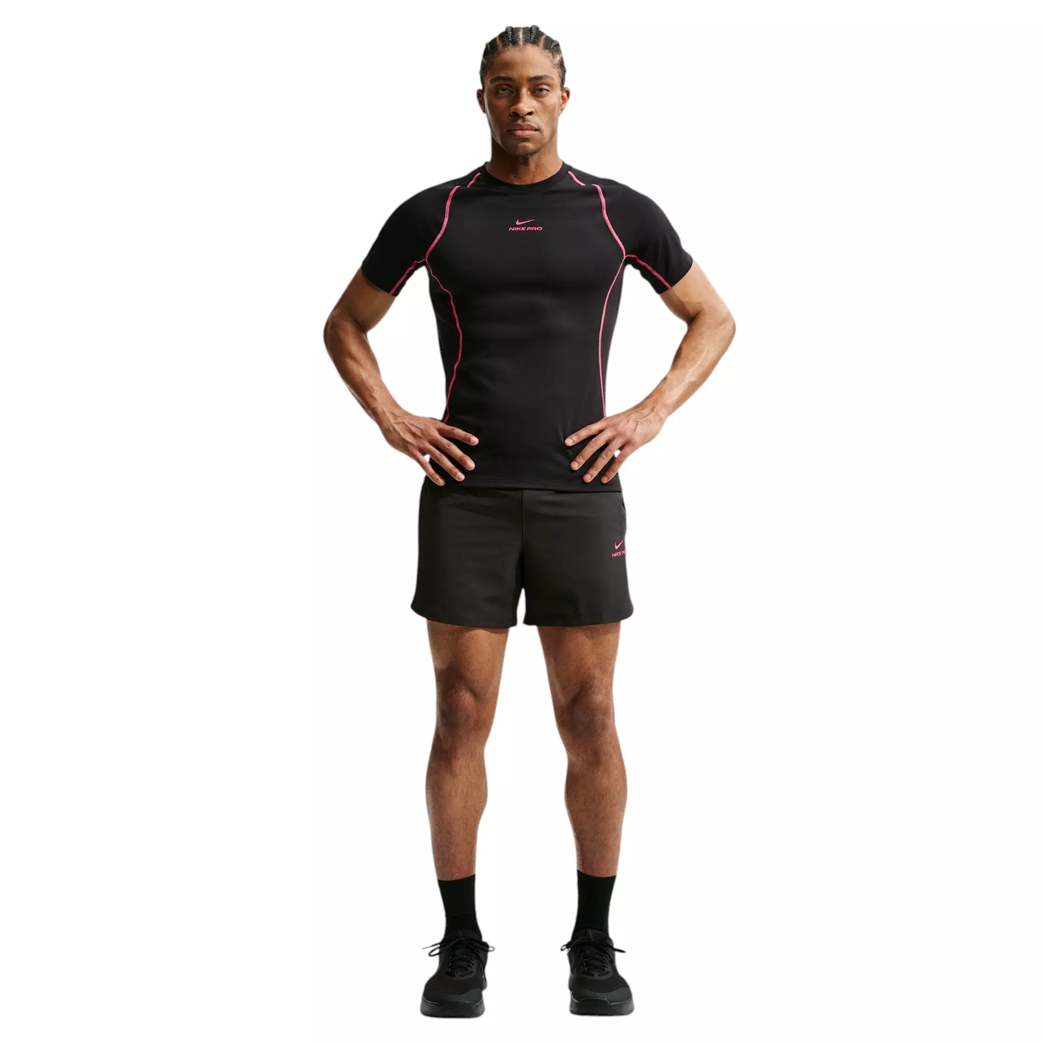Nike Men's Pro Training Dri-FIT 6" Shorts - Black/Hyper Pink - BLACK/PINK