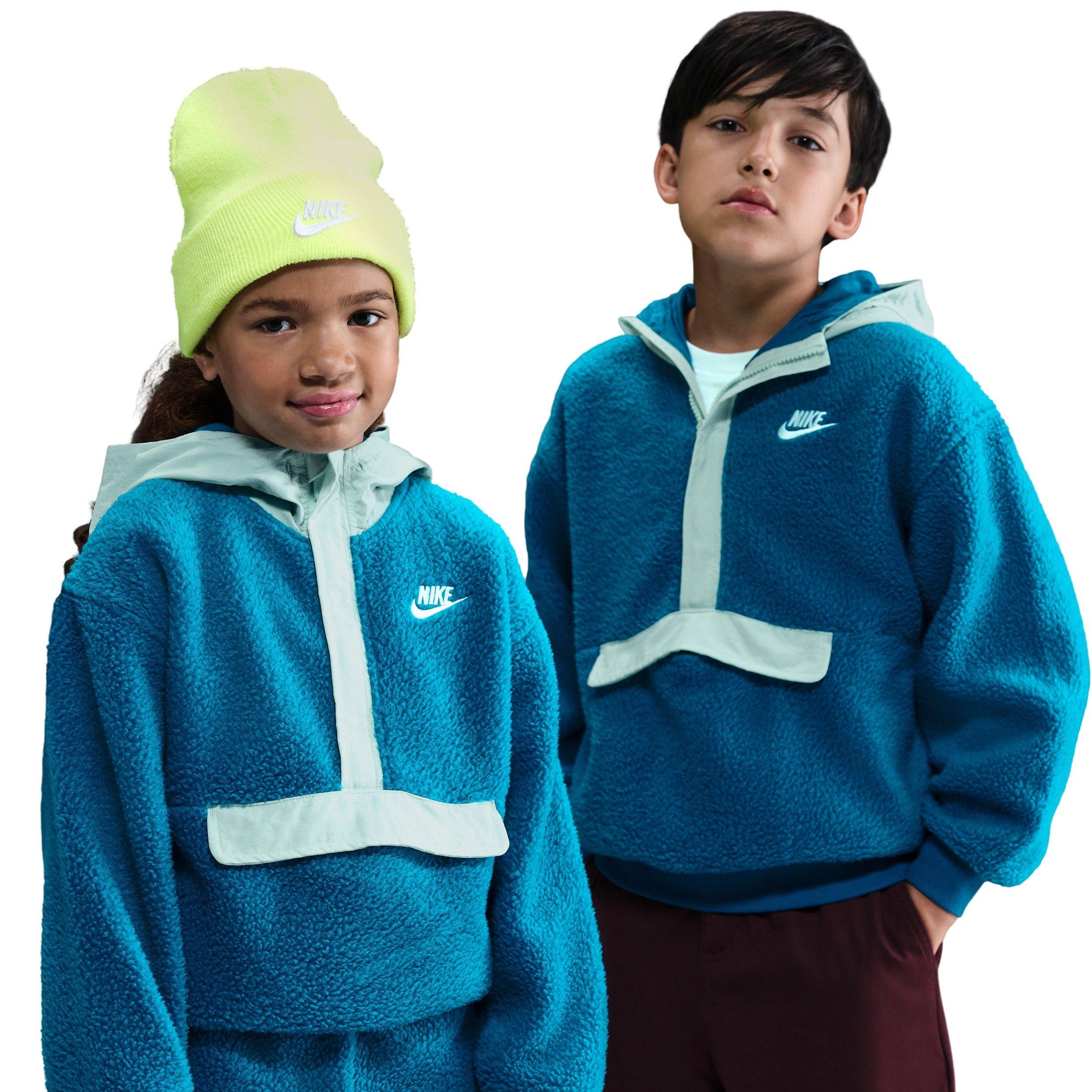 Nike Big Kids' Sportswear Club Fleece Loose 1/4-Zip Hoodie - Blue - BLUE Thumbnail View 1