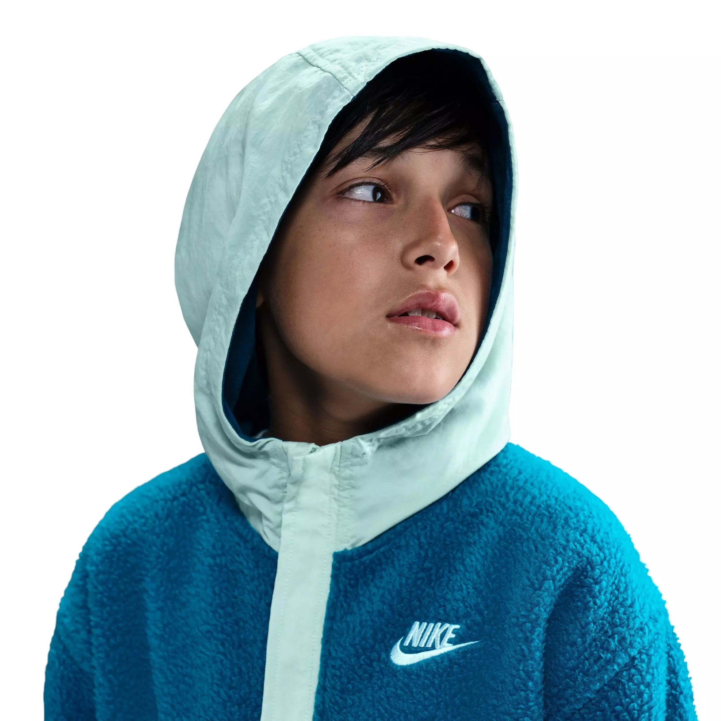 Nike Big Kids' Sportswear Club Fleece Loose 1/4-Zip Hoodie - Blue - BLUE