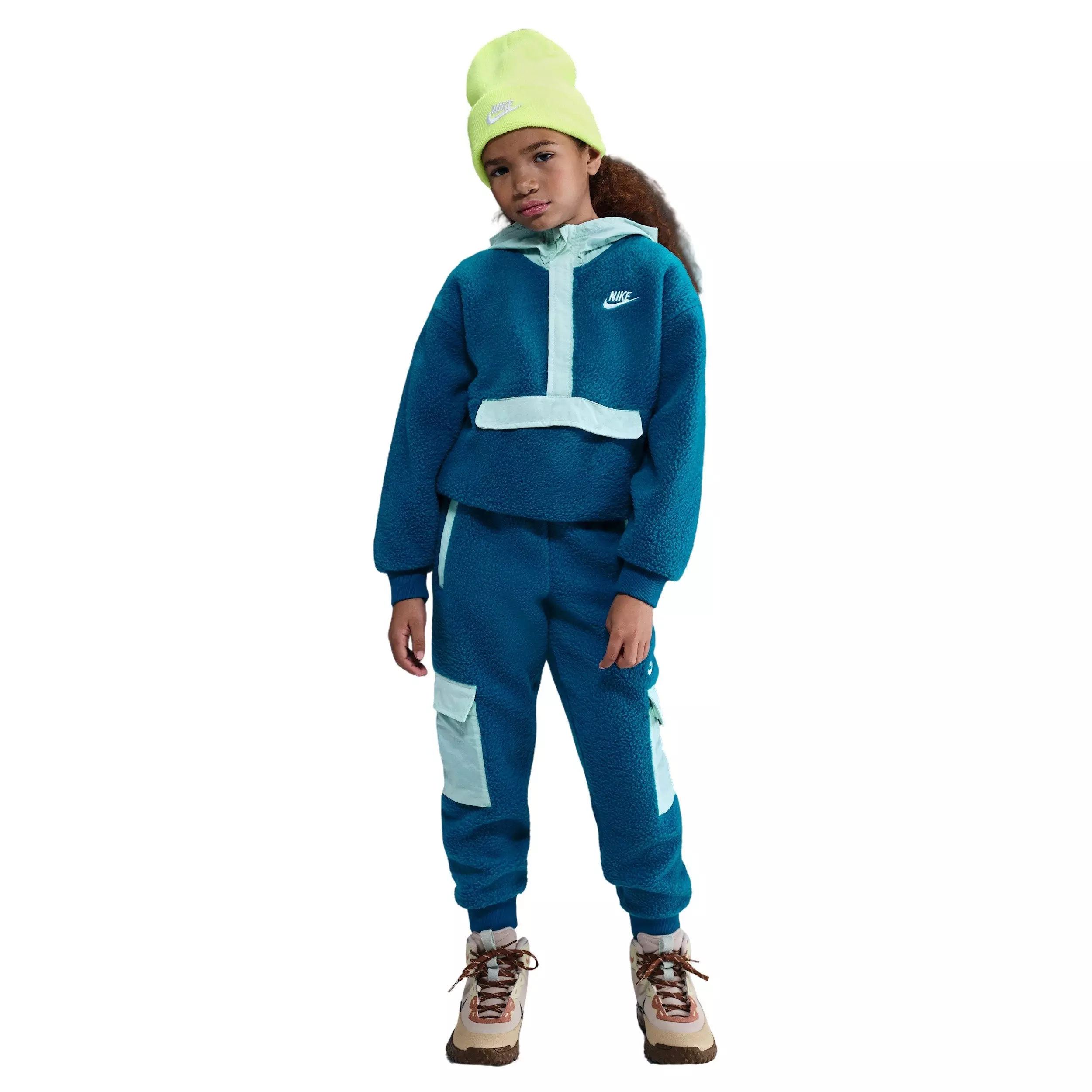 Nike Big Kids' Sportswear Club Fleece Loose 1/4-Zip Hoodie -Blue - BLUE