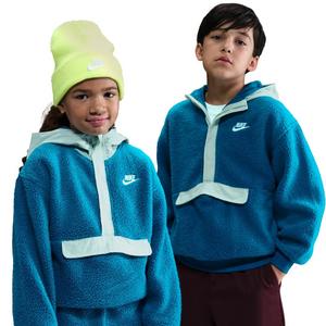Nike Big Kids' Sportswear Club Fleece Loose 1/4-Zip Hoodie -Blue