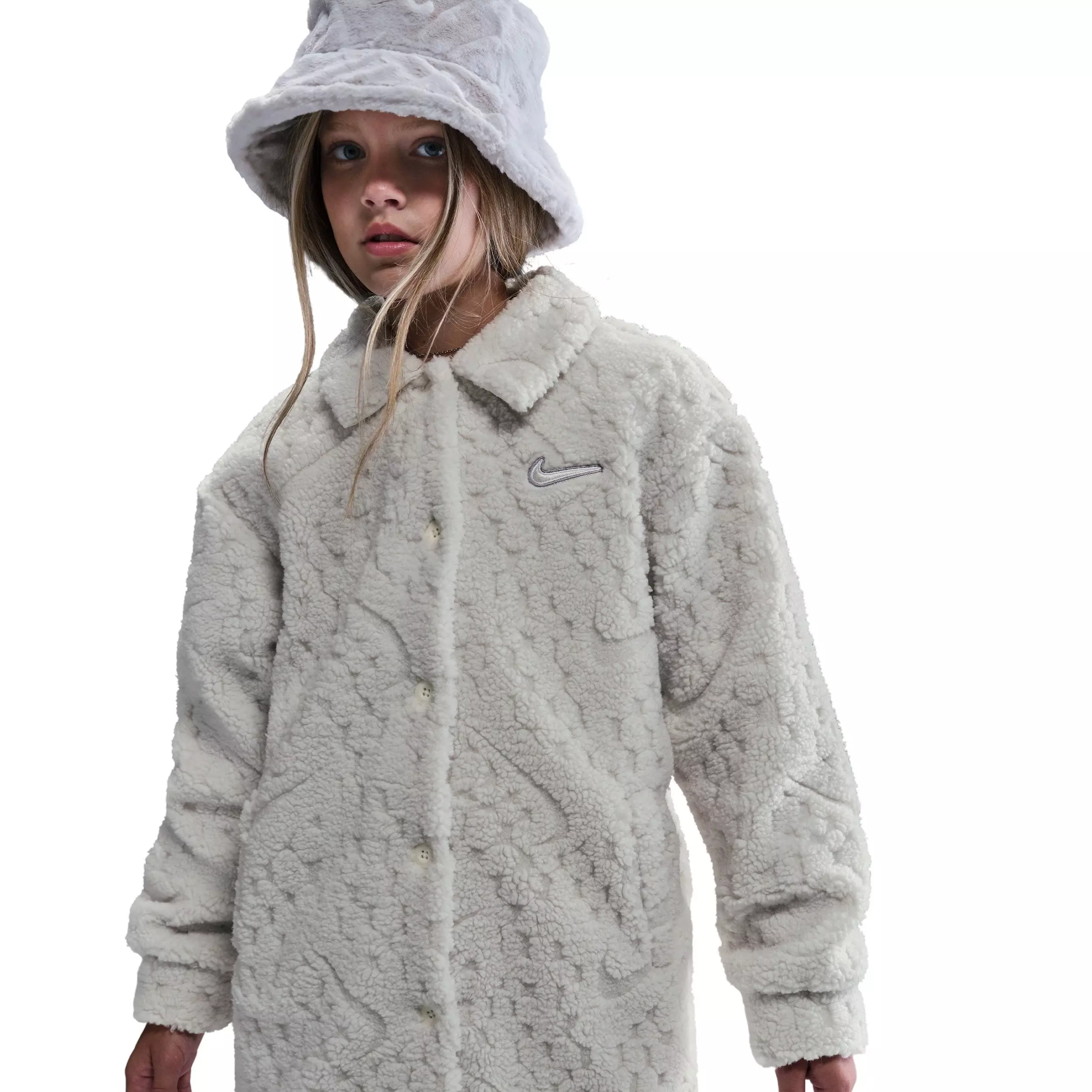 Nike Big Girls' Sportswear Cozy Deluxe Jacket - Pearl - PEARL