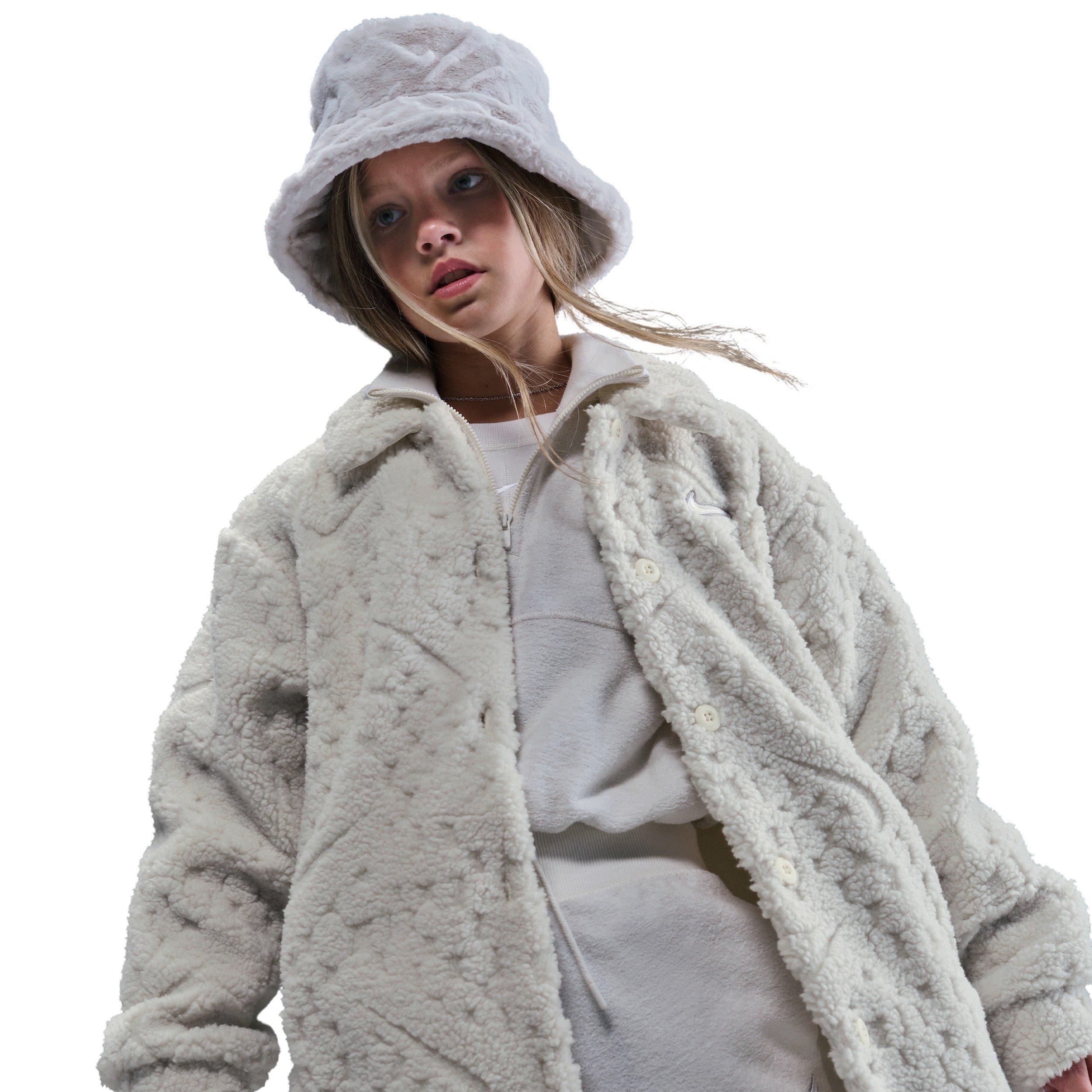 Nike Big Girls' Sportswear Cozy Deluxe Jacket - Pearl - PEARL Thumbnail View 3